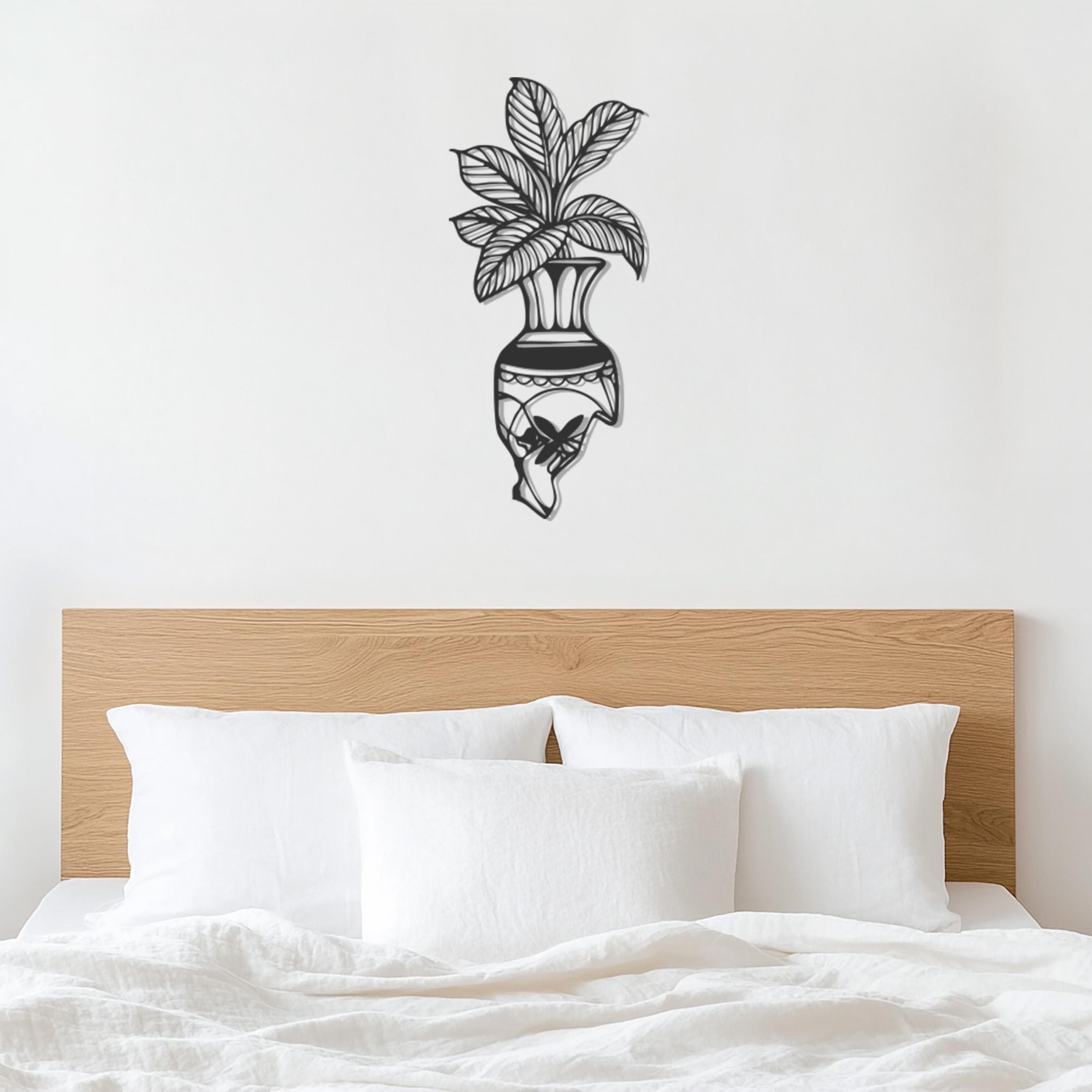 Broken Vase Metal Wall Art, Unique Abstract Home Decor, Modern Boho Wall Hanging, Large Metal Artwork, Contemporary Plant Wall Decor - image 5