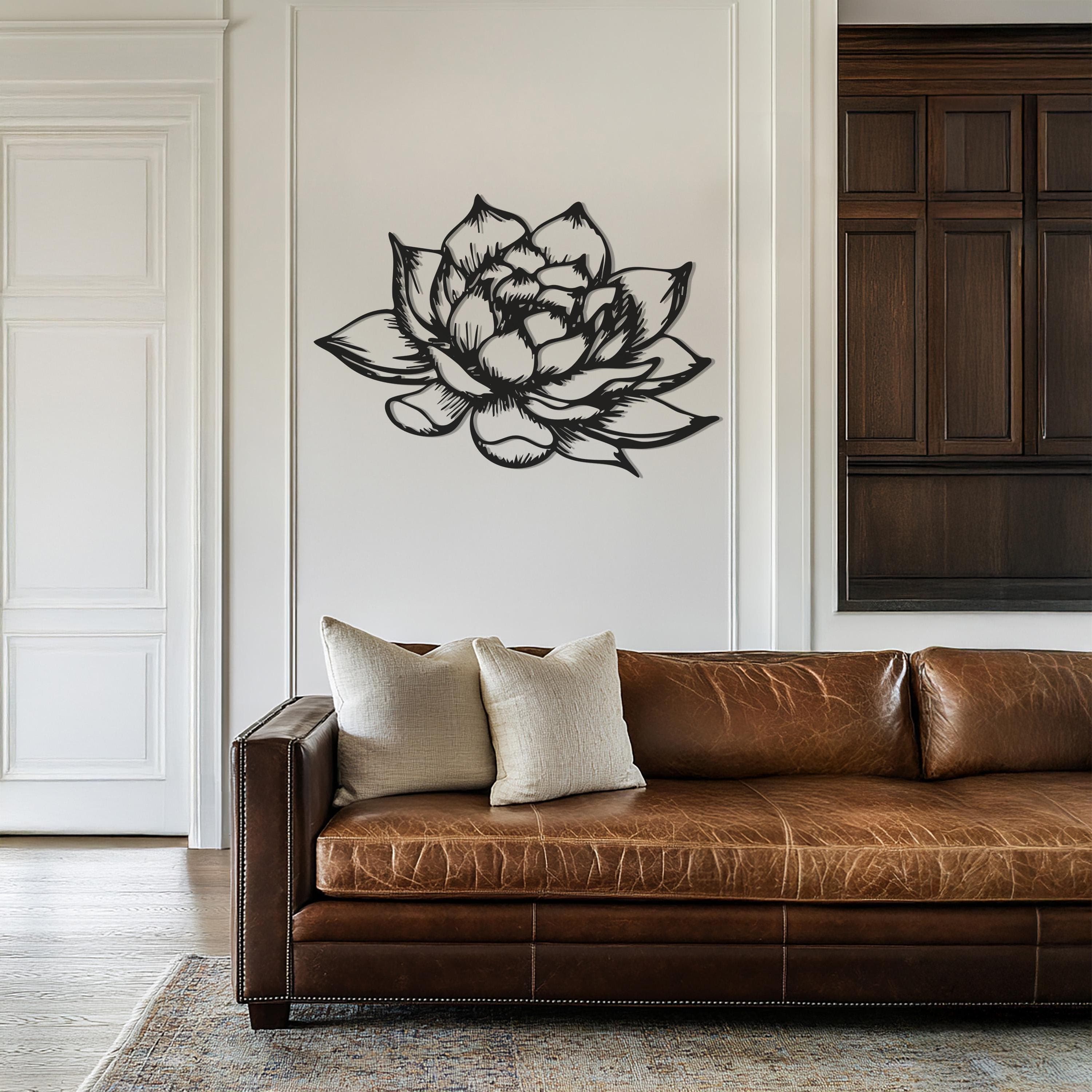 Metal Lotus Wall Art, Floral Metal Decor, Botanical Wall Hanging, Outdoor Garden Art, Patio Metal Sign, Zen Home Decor, Yoga Studio Decor - image 4