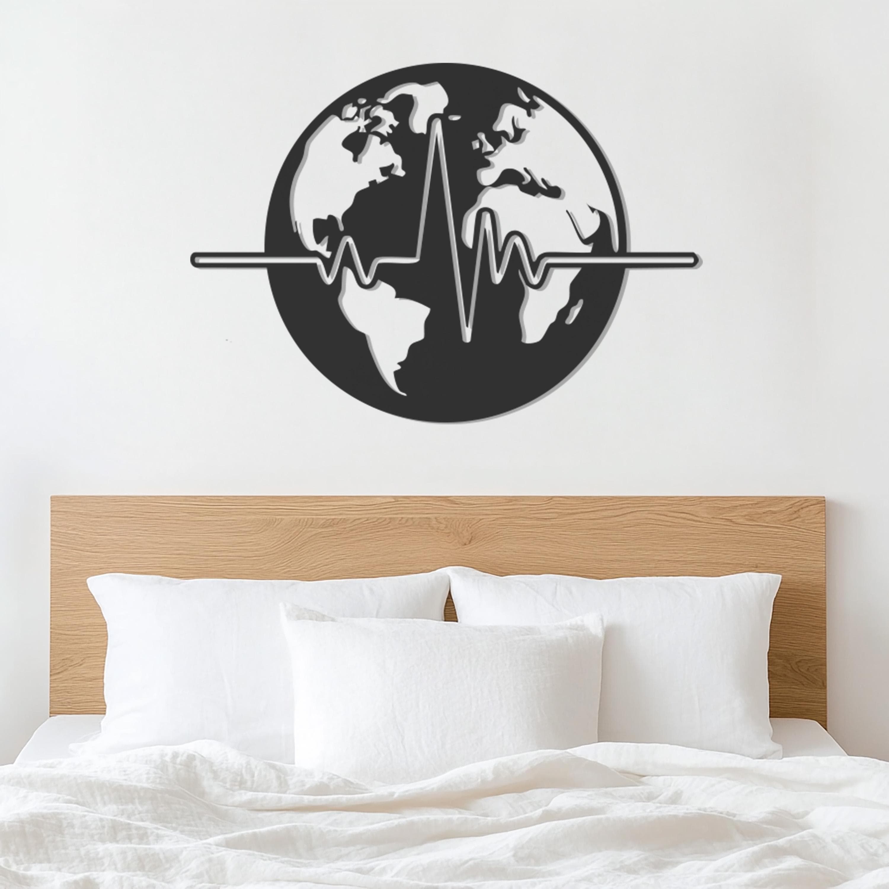 Heartbeat Wall Art, Metal Wall Decor, World Map Metal Wall Art, New Home Gift, Globe Wall Decor, Office Artwork, Housewarming Gift - image 5