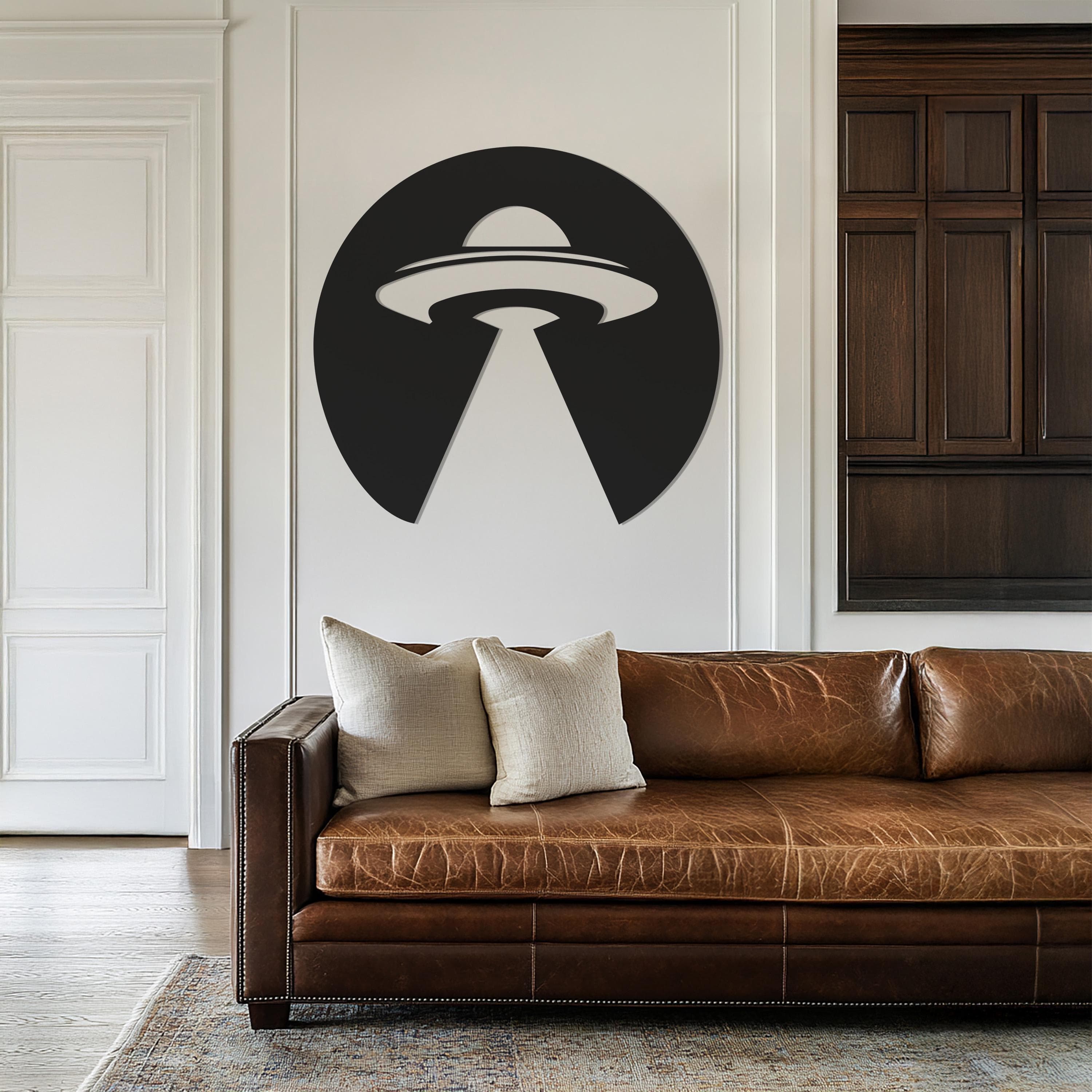 UFO Metal Wall Art Decor, Sci Fi Alien Spaceship Sign, Modern Round Metal Decor, Unique Home Decor, Wall Hangings, Gift For Sci Fi Lovers - image 4