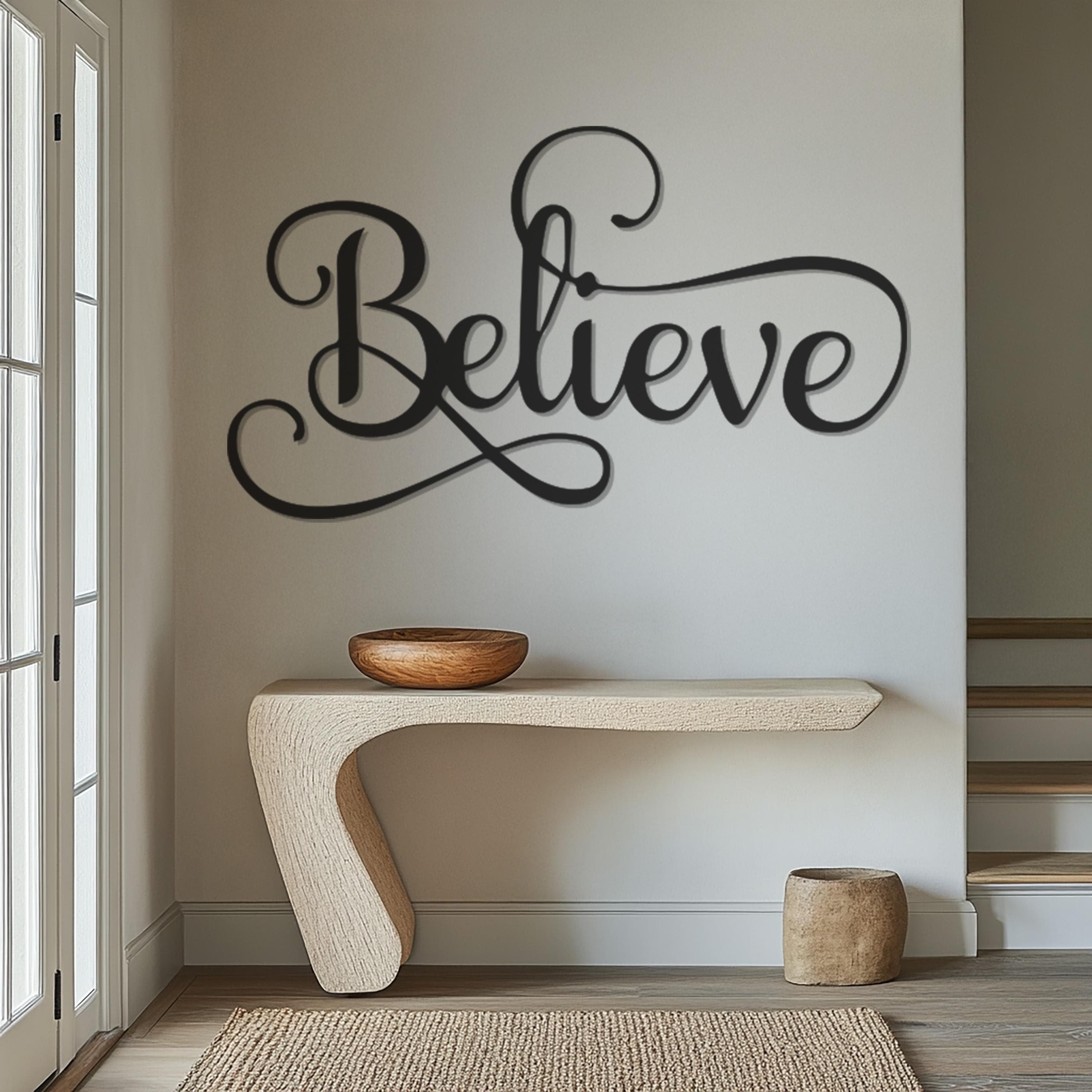 Believe Metal Word Art, Positive Quote Wall Hanging, Believe Metal Wall Decor, Believe Wall Sign, Motivational Wall Decor, Housewarming Gift