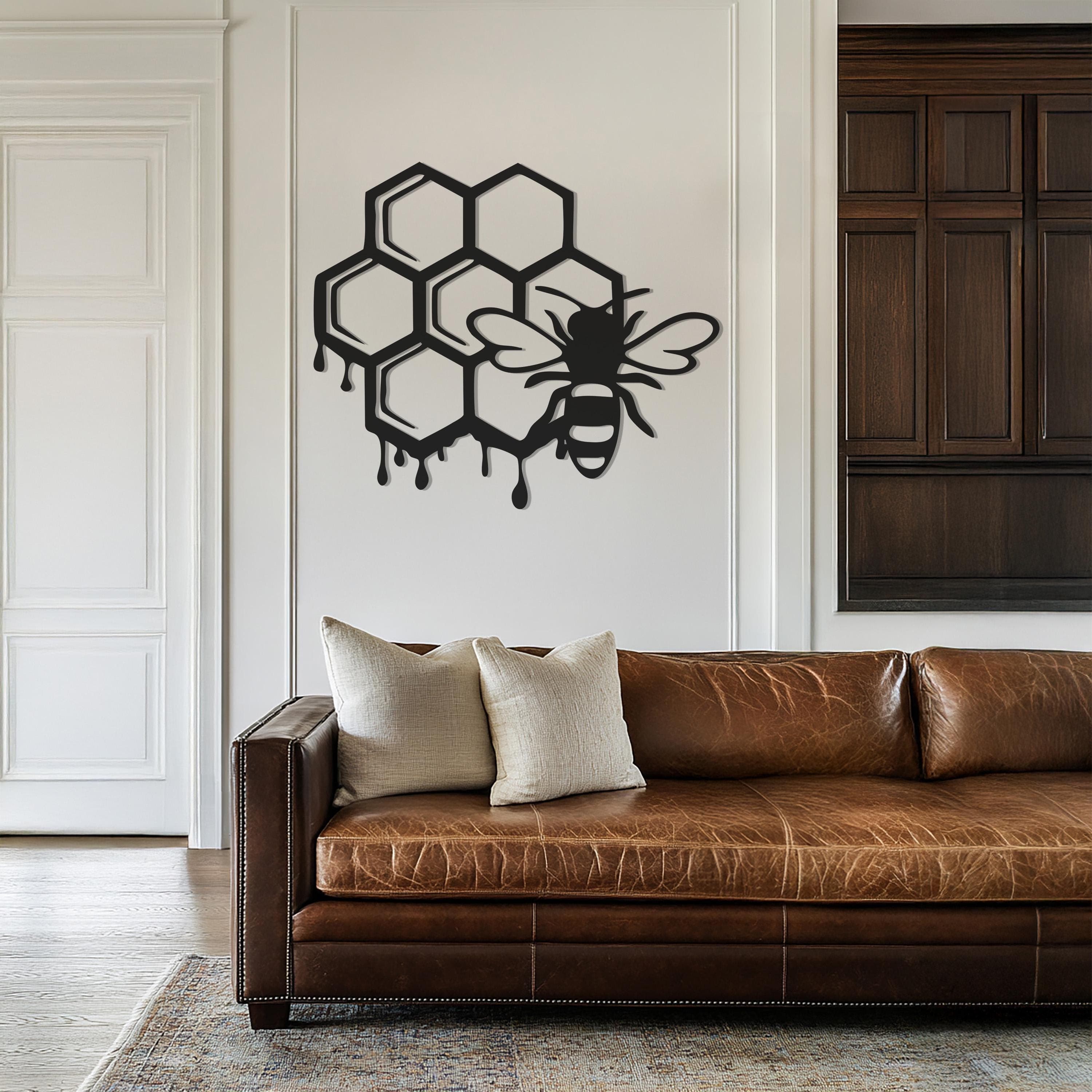 Bee Metal Wall Art, Honeycomb Wall Decor, Farmhouse Bee Sign, Beekeeping Decor, Rustic Home Decor, Farmhouse Wall Art, Honeybee Metal Sign - image 4