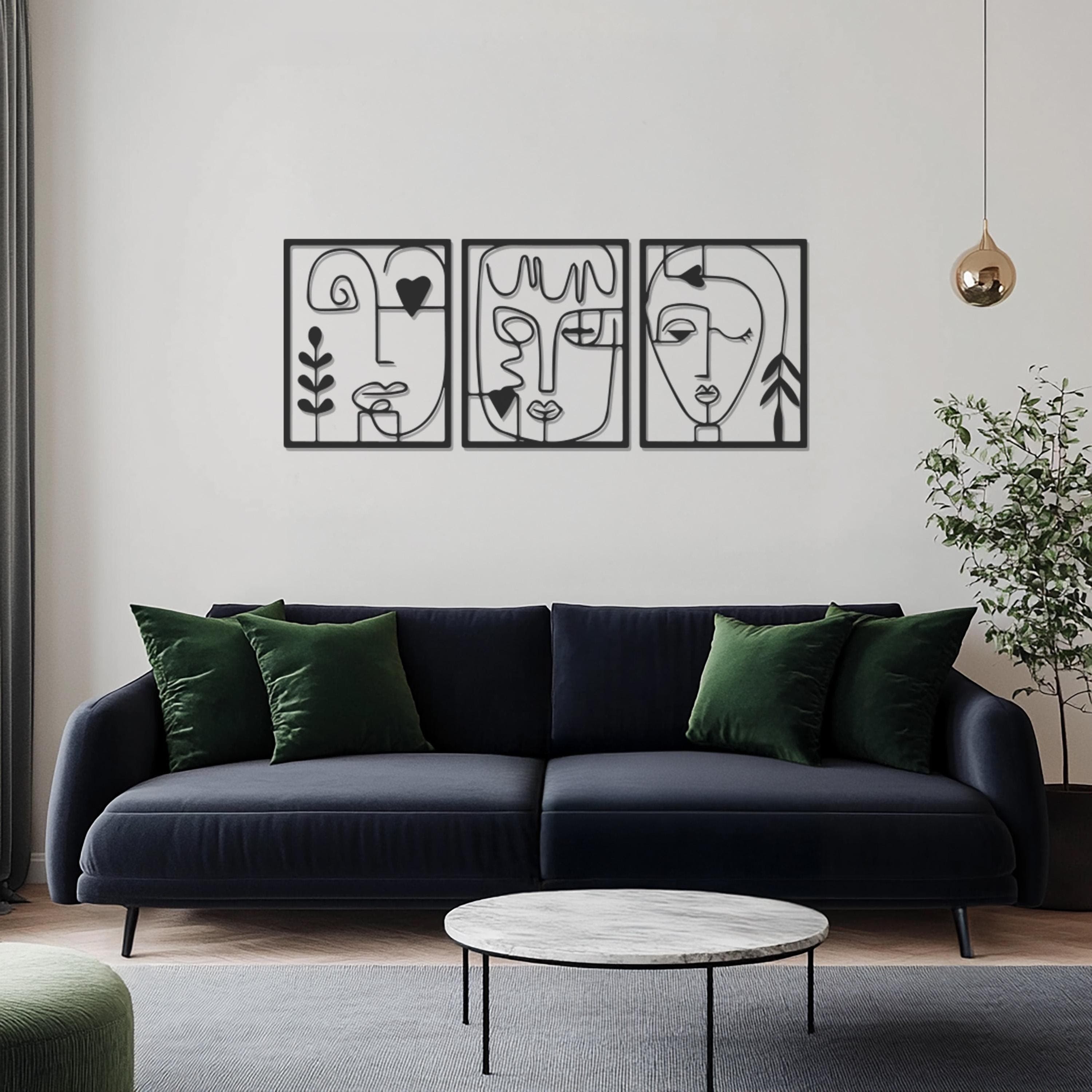 Set Of 3 Abstract Metal Wall Art, Modern Line Face Wall Decor, Minimalist Wall Art, Metal Wall Art Decor, Unique Decor, Gift For Home - image 3