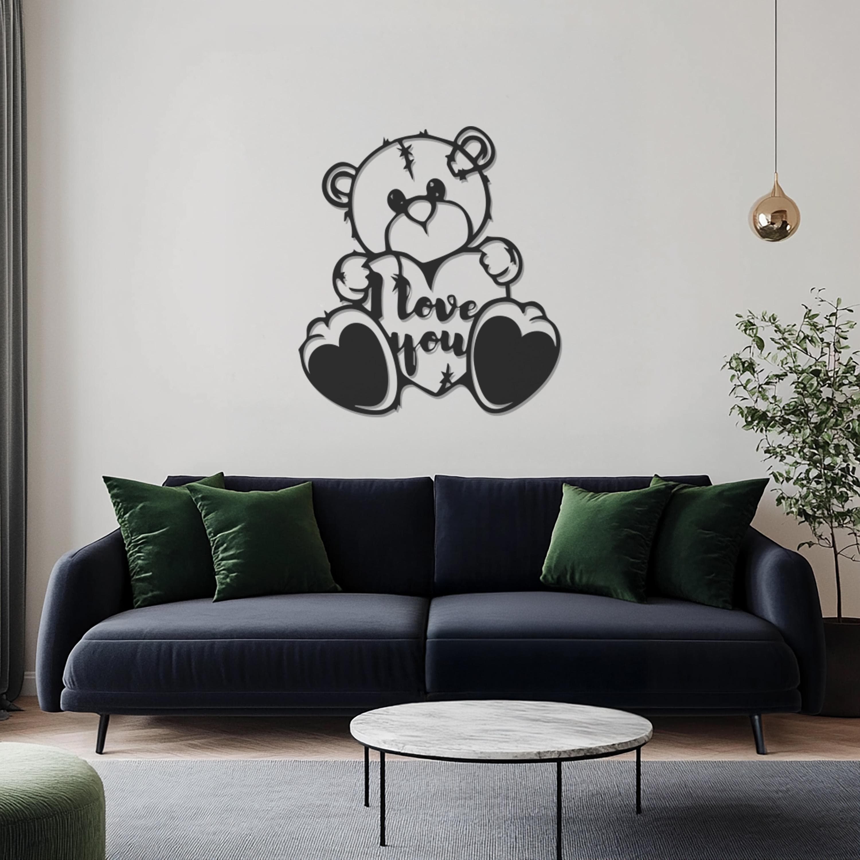 Metal Bear Wall Art I Love You, Teddy Bear Wall Decor For Nursery Or Kitchen, Romantic Gift For Her, Anniversary Gift, Cute Metal Sign - image 3