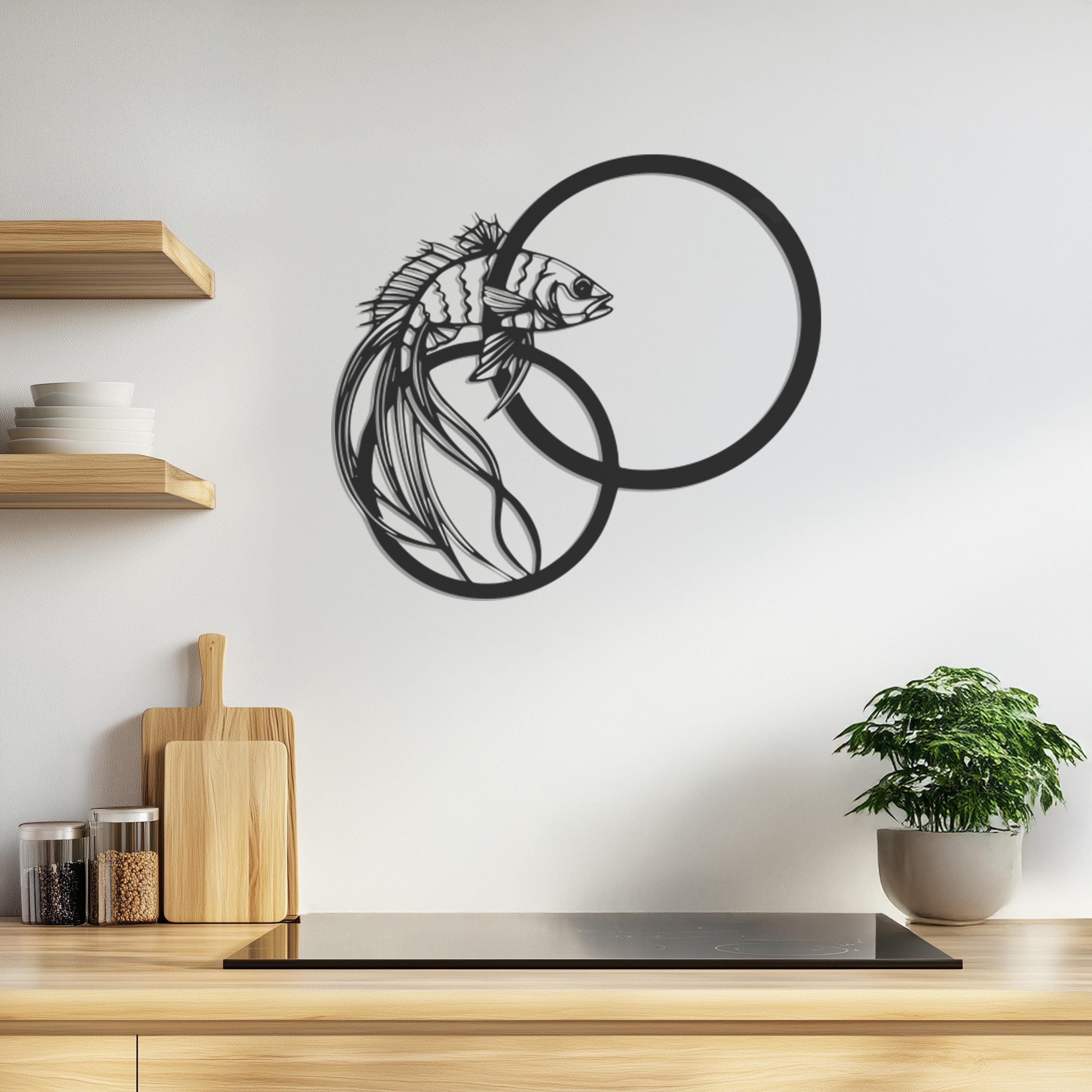Fish Metal Wall Art, Nature Ocean Decor, Minimalist Geometric Sculpture, Aquatic Wall Hanging, Modern Home Accent, Gift for Sea Lovers - image 3