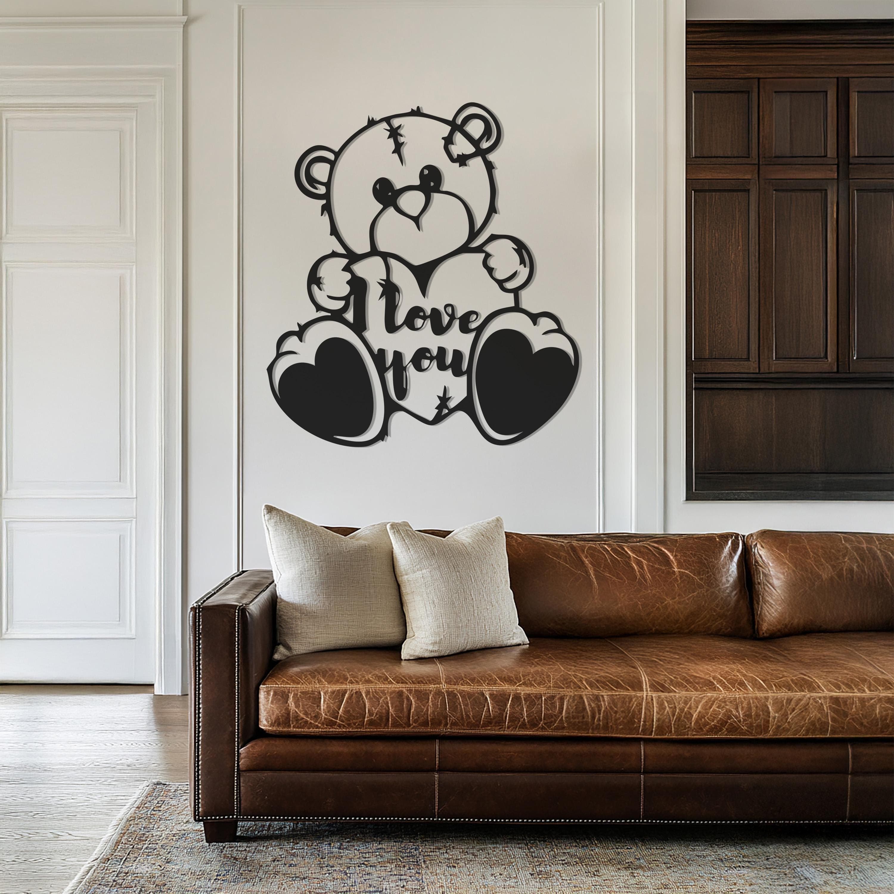 Metal Bear Wall Art I Love You, Teddy Bear Wall Decor For Nursery Or Kitchen, Romantic Gift For Her, Anniversary Gift, Cute Metal Sign - image 4