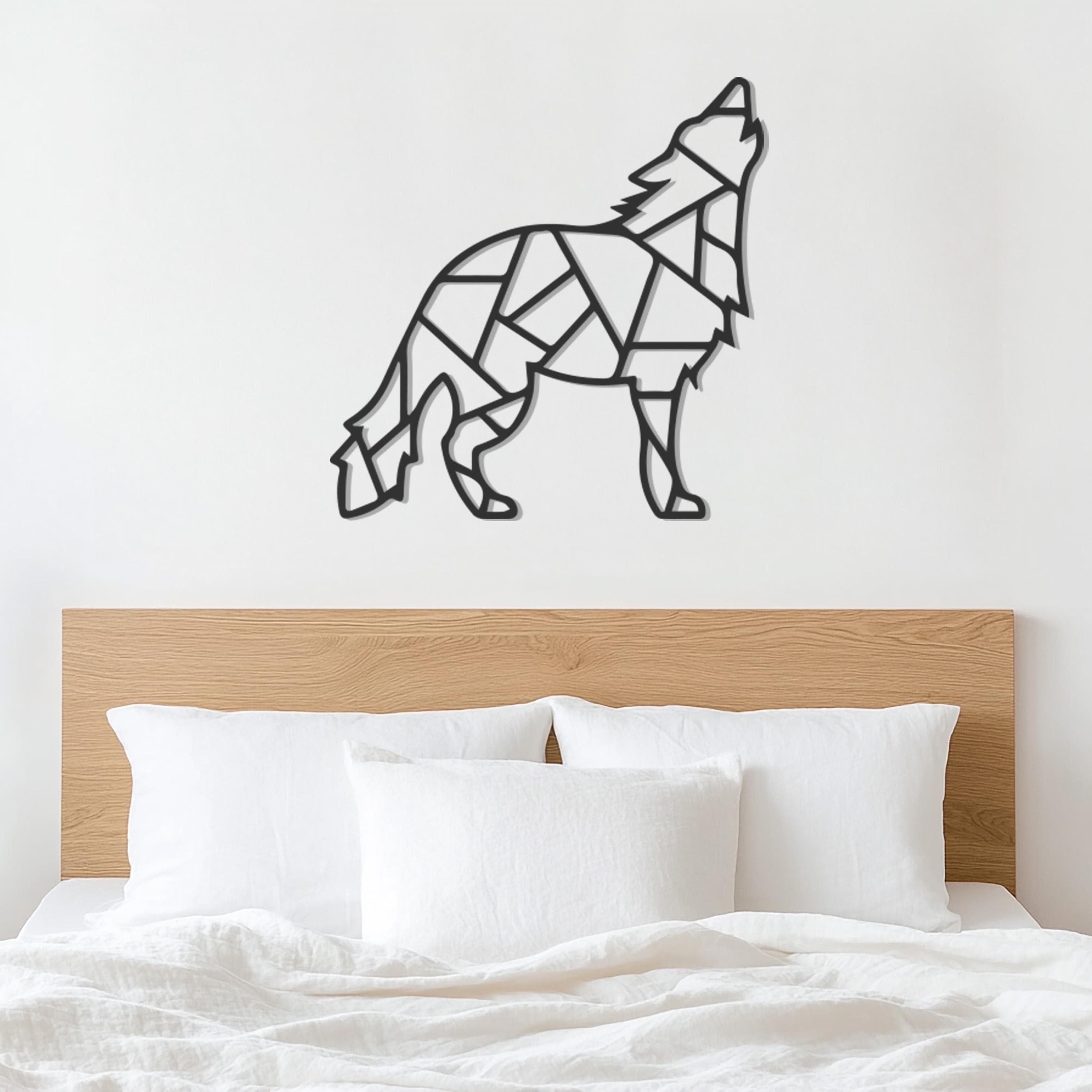 Wolf Metal Wall Art Decor, Geometric Howling Animal Sign, Modern Rustic Home Accent, Forest Wildlife Wall Decor, Gift For Nature Lover - image 5