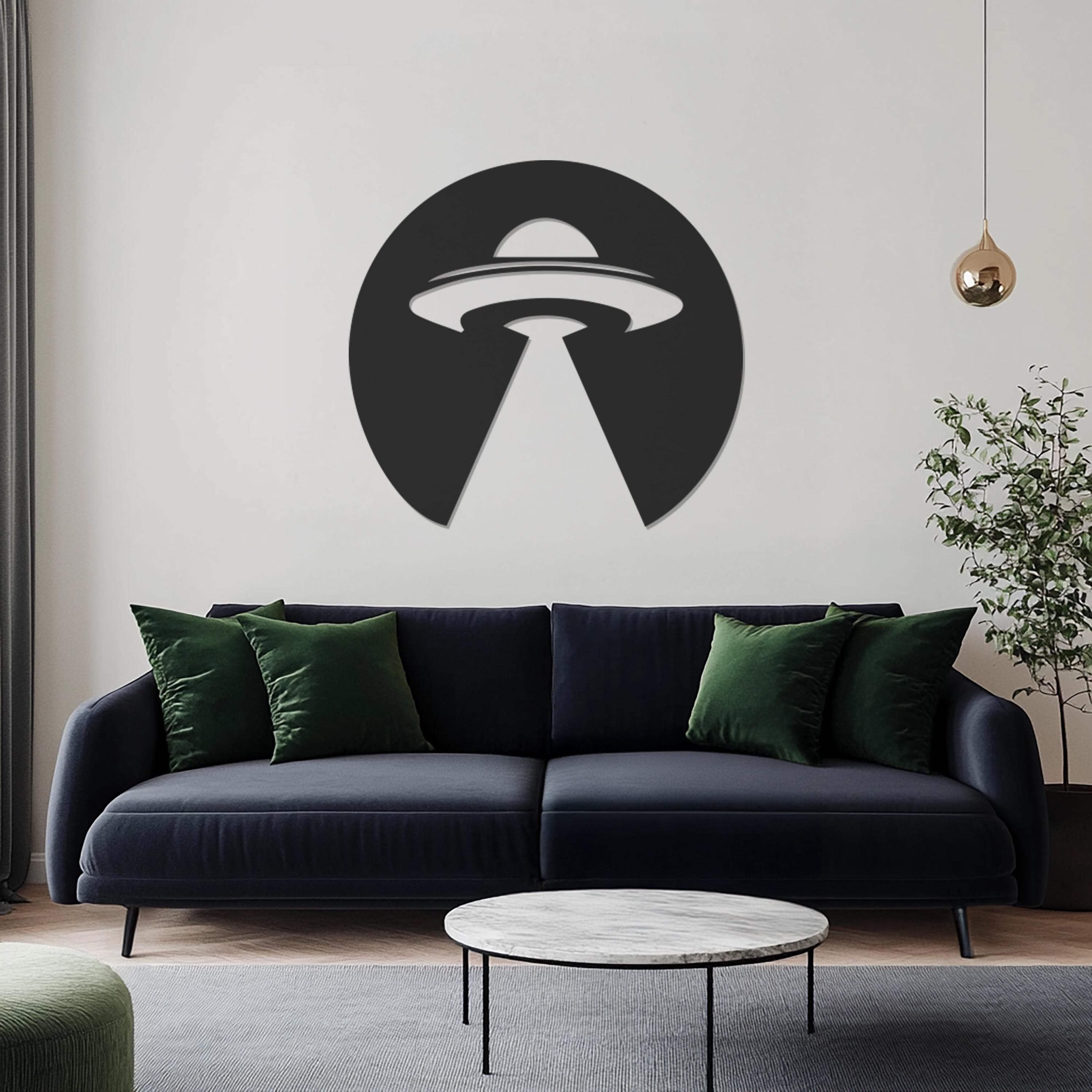 UFO Metal Wall Art Decor, Sci Fi Alien Spaceship Sign, Modern Round Metal Decor, Unique Home Decor, Wall Hangings, Gift For Sci Fi Lovers - image 3