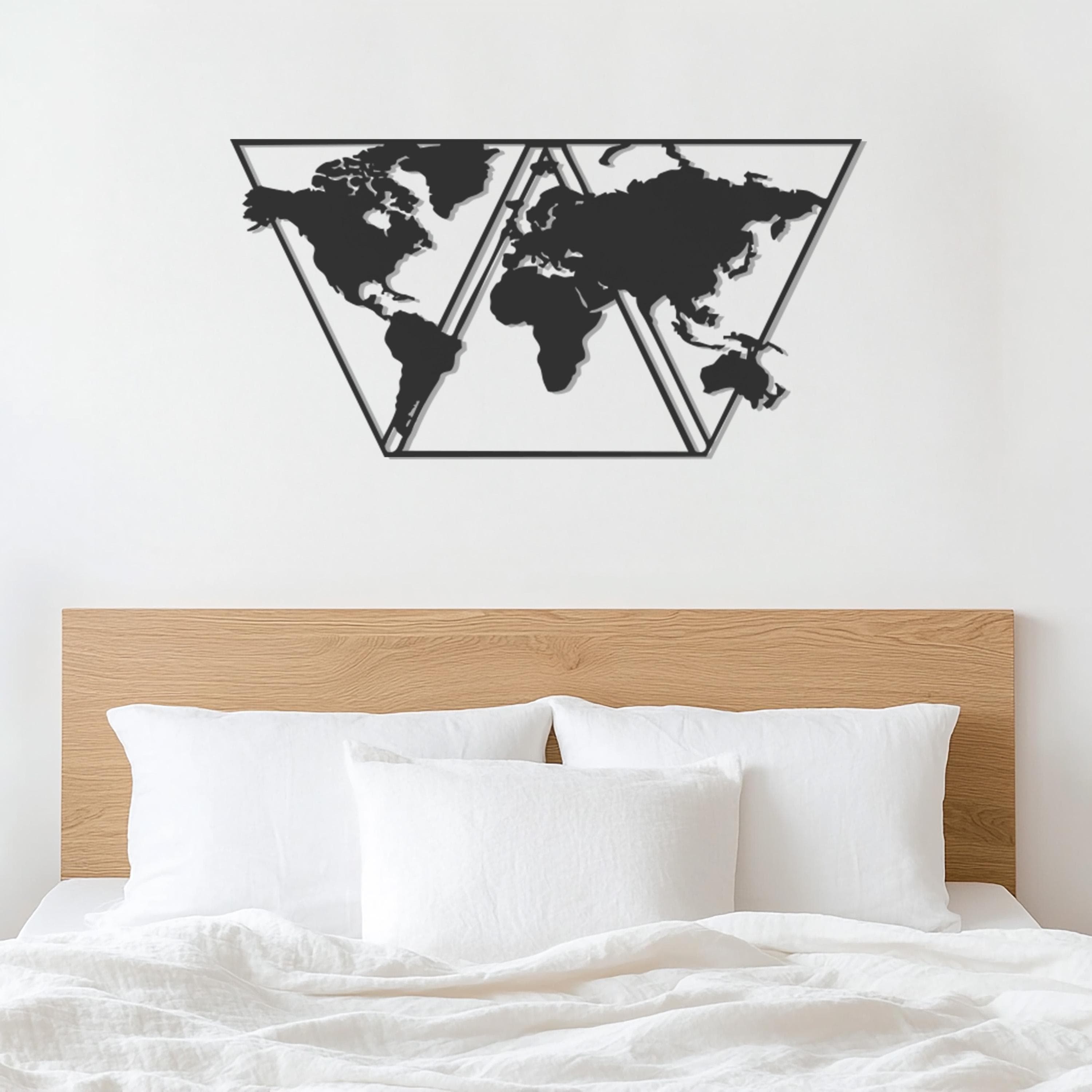 Geometric World Map Metal Wall Art, Large Modern Wall Decor, Travel Lover Gift, Minimalist Industrial Home Decoration, Office Wall Hanging - image 5