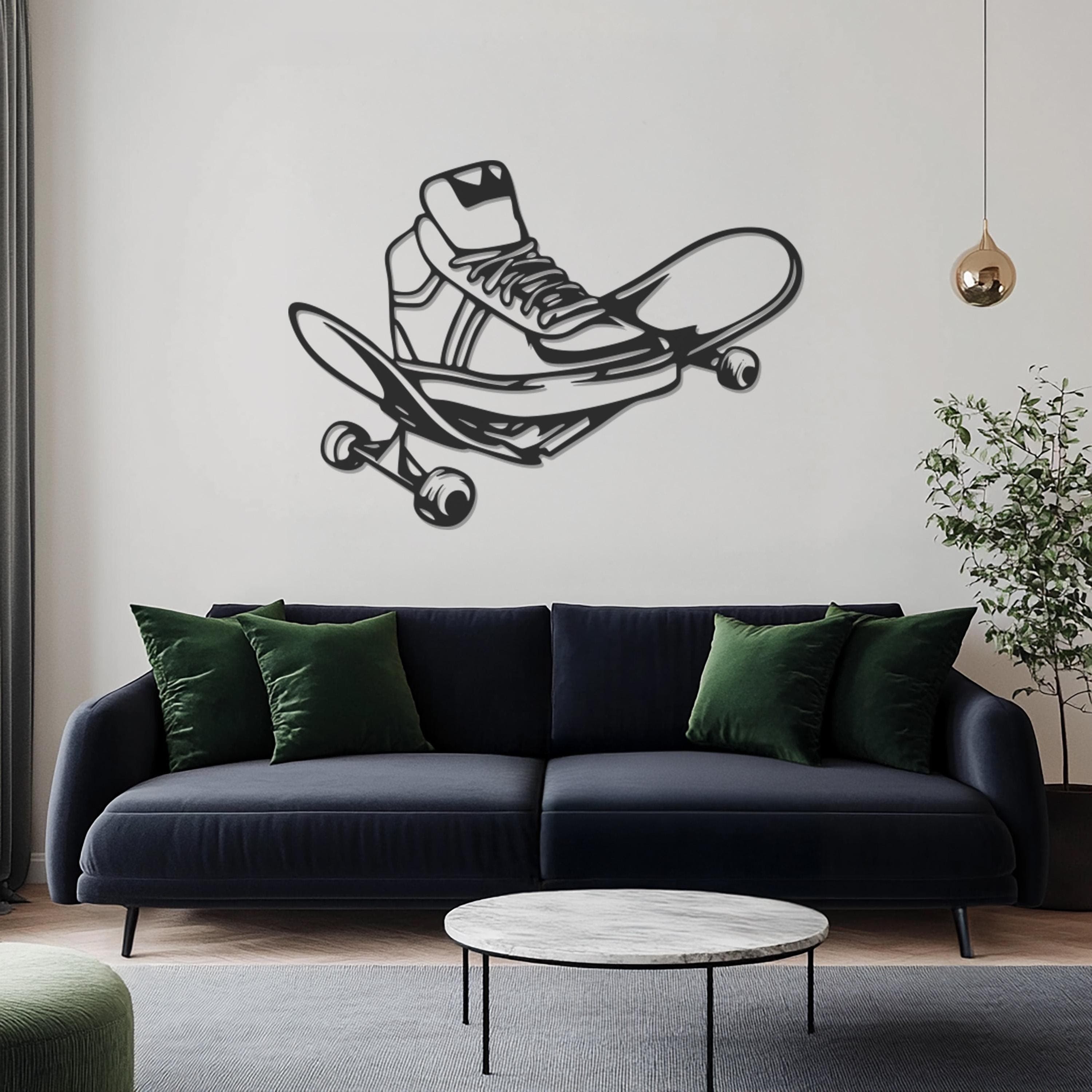 Skateboard Metal Wall Art Decor, Skater Room Wall Hanging, Modern Skateboarder Metal Sign, Teen Room Wall Accent, Cool Gift For Boys - image 5