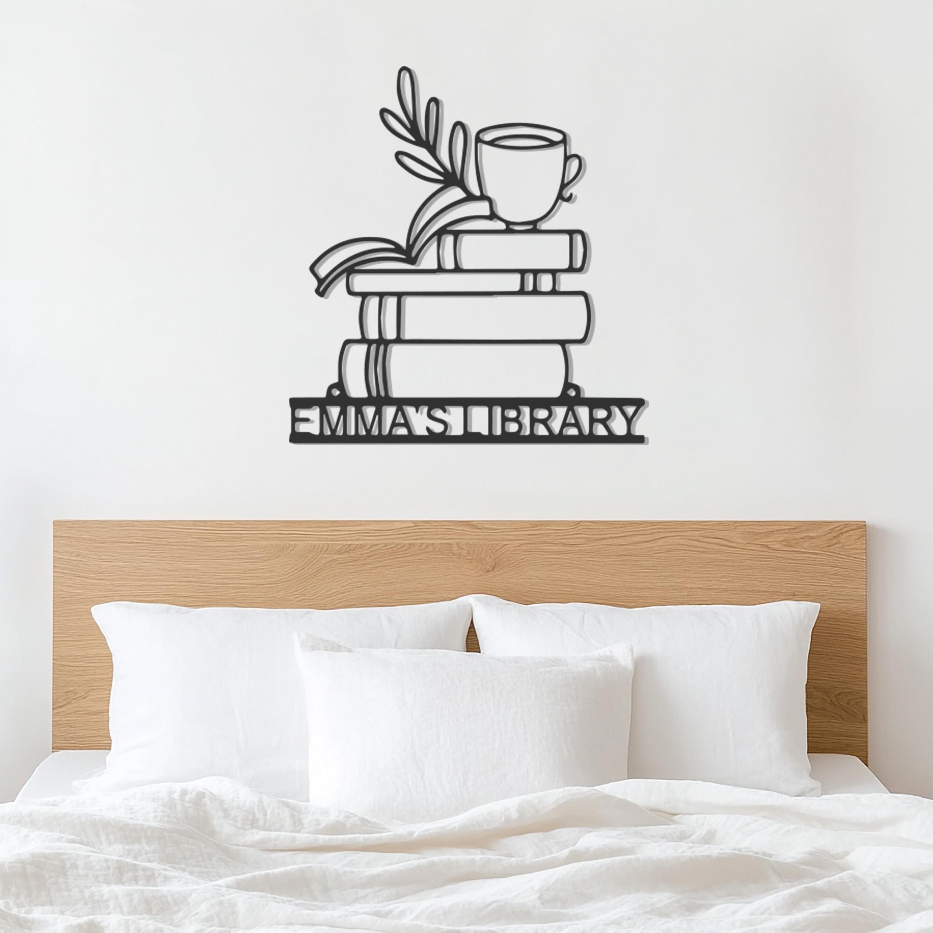 Personalized Library Wall Art, Custom Book Stack Sign, Coffee Book Lover Gift, Reading Room Decor, Wall Decor, Teacher Gift, Gift for Home - image 5