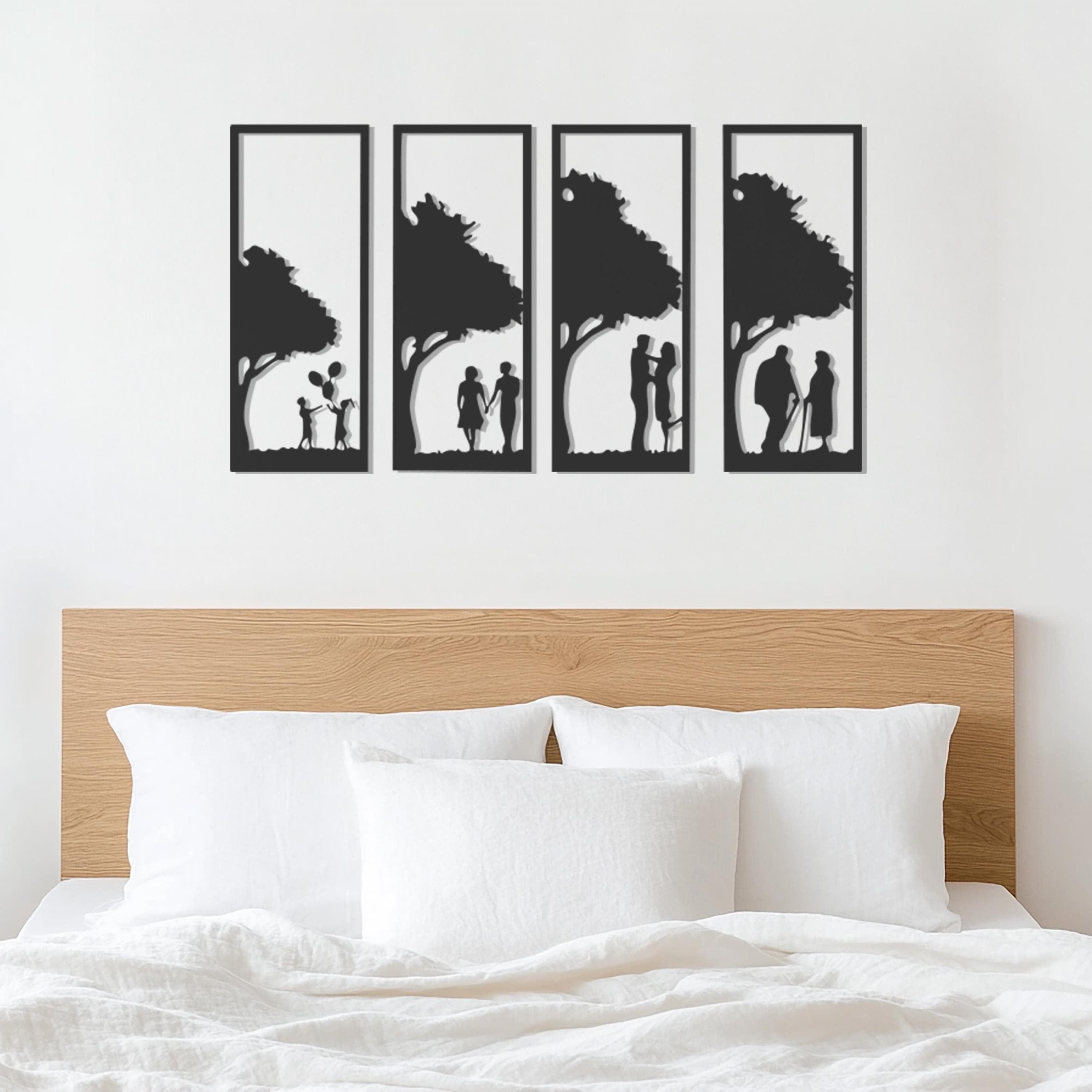 Life Cycle Metal Wall Art, Growth Of Love Couple Silhouette Decor, Romantic Wall Hanging For Bedroom, Anniversary Gift, Black Metal Sign - image 5