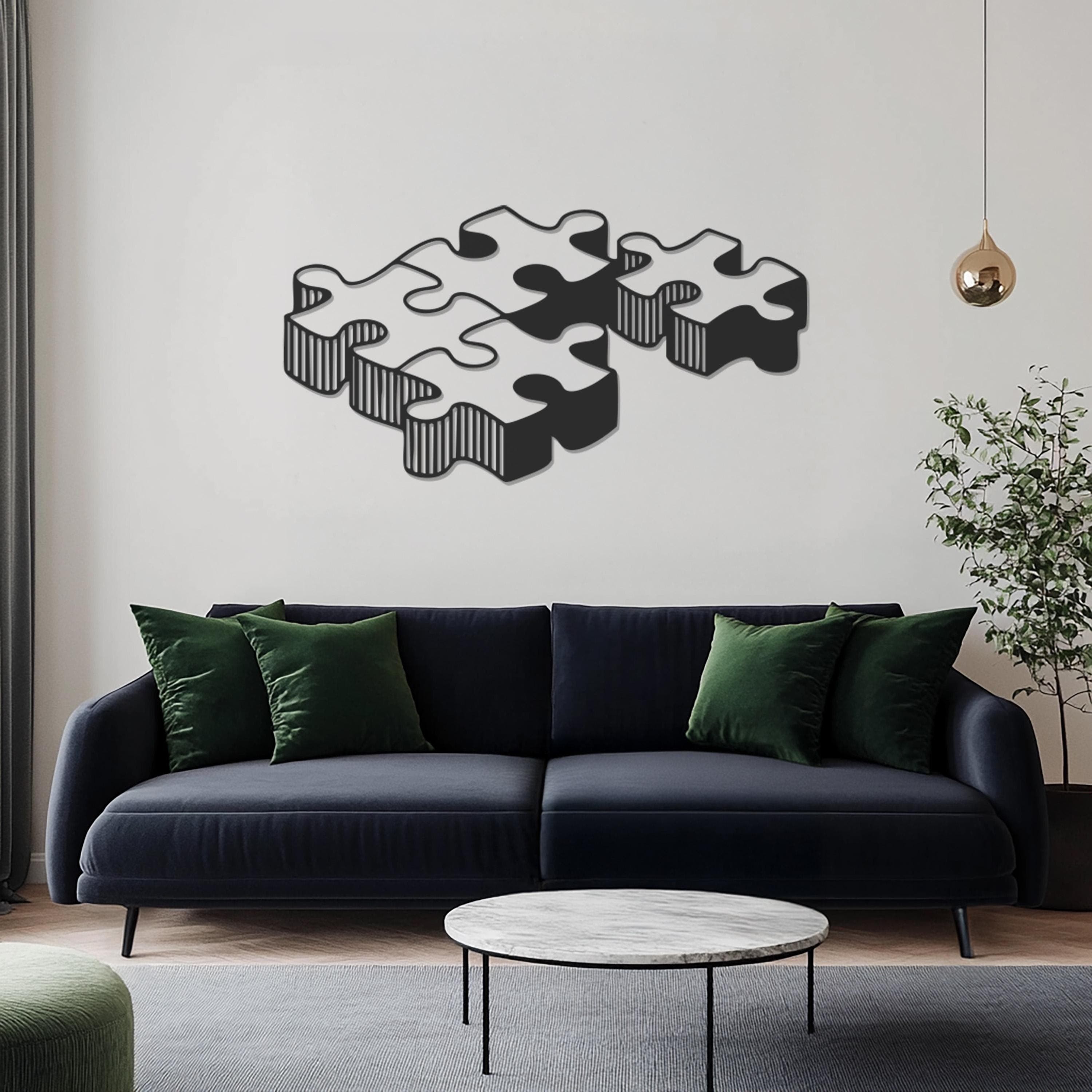 Puzzle Metal Wall Art Decor, Modern Interlocking Wall Hanging, Abstract Jigsaw Piece Design, Gift For Couple Or Friend, Unique Home Accent - image 5