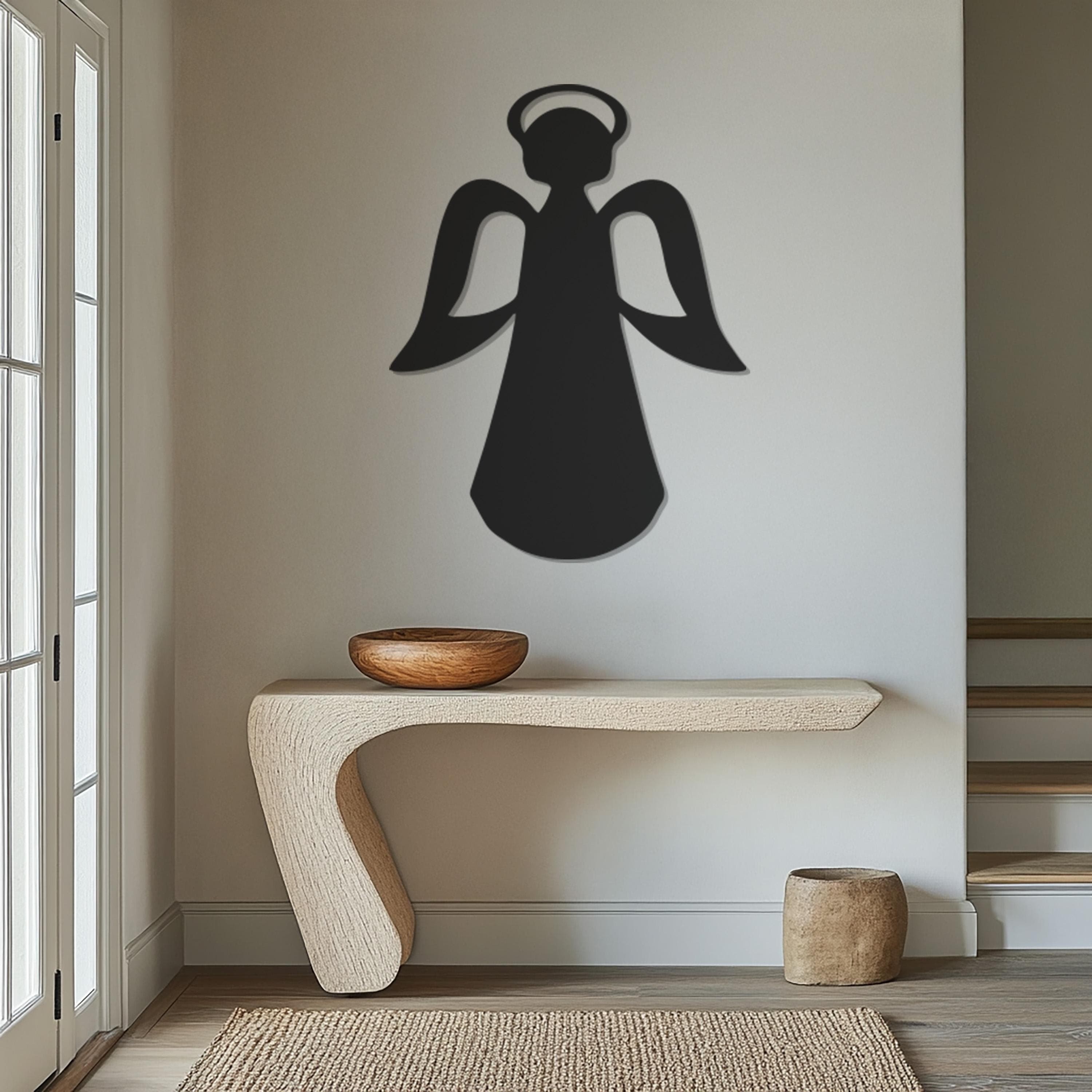 Angel Silhouette Metal Wall Art, Guardian Spirit Home Decor, Spiritual Protection Decor, Minimalist Angel Wall Art, Wall Decor,Gift for Home