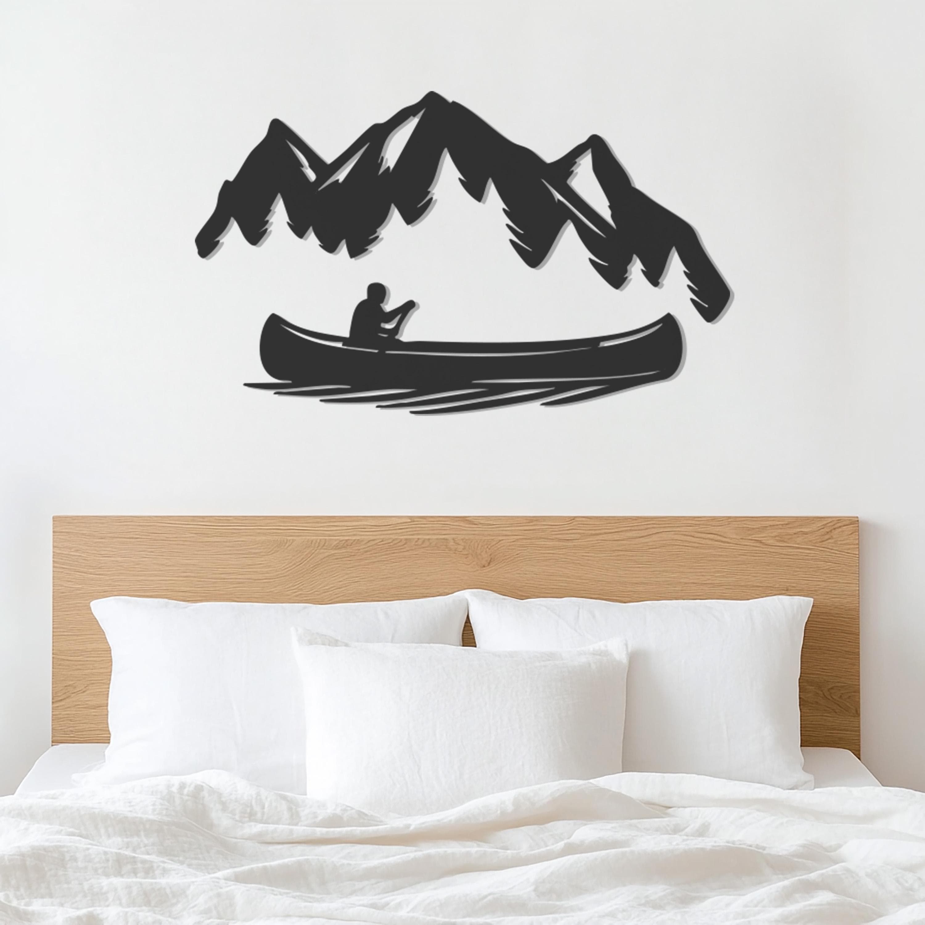 Mountain And Lake Metal Wall Art, Canoe Silhouette Wall Decor For Living Room, Adventure Gift For Ocean Lovers, Rustic Nature Wall Sign - image 5