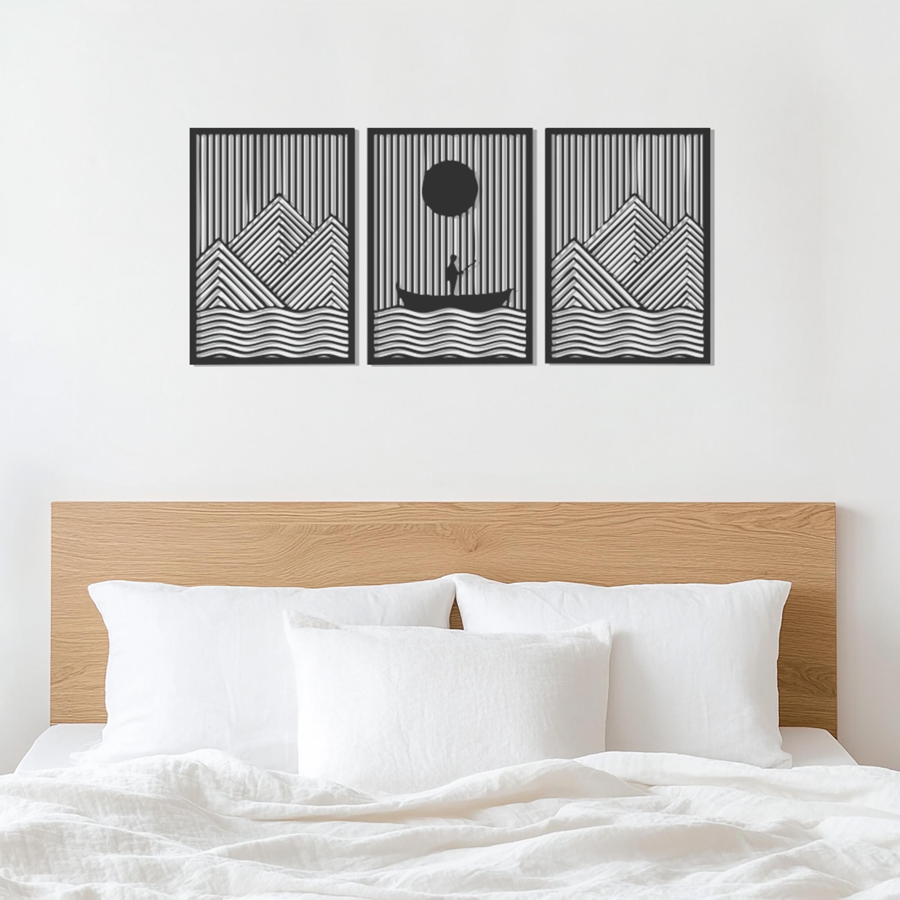 Set of 3 Mountain Boat Metal Wall Art, Nature Scene Decor, Modern Landscape Wall Decor, Mountain Decor, Wall Hangings, Gift for Travel Lover - image 5