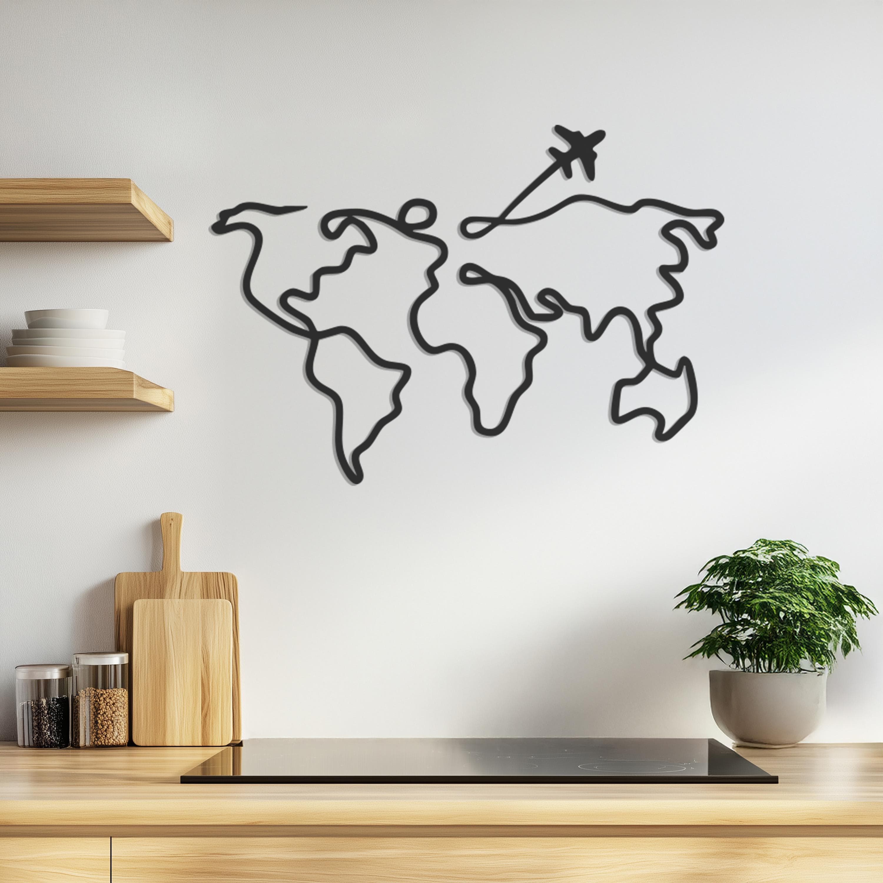 Airplane Metal Wall Art, World Map Wall Decor, Travel Art, Living Room Decor, Aviation Gift, Globe Wall Hanging, Modern Decor, Pilot Gift - image 4