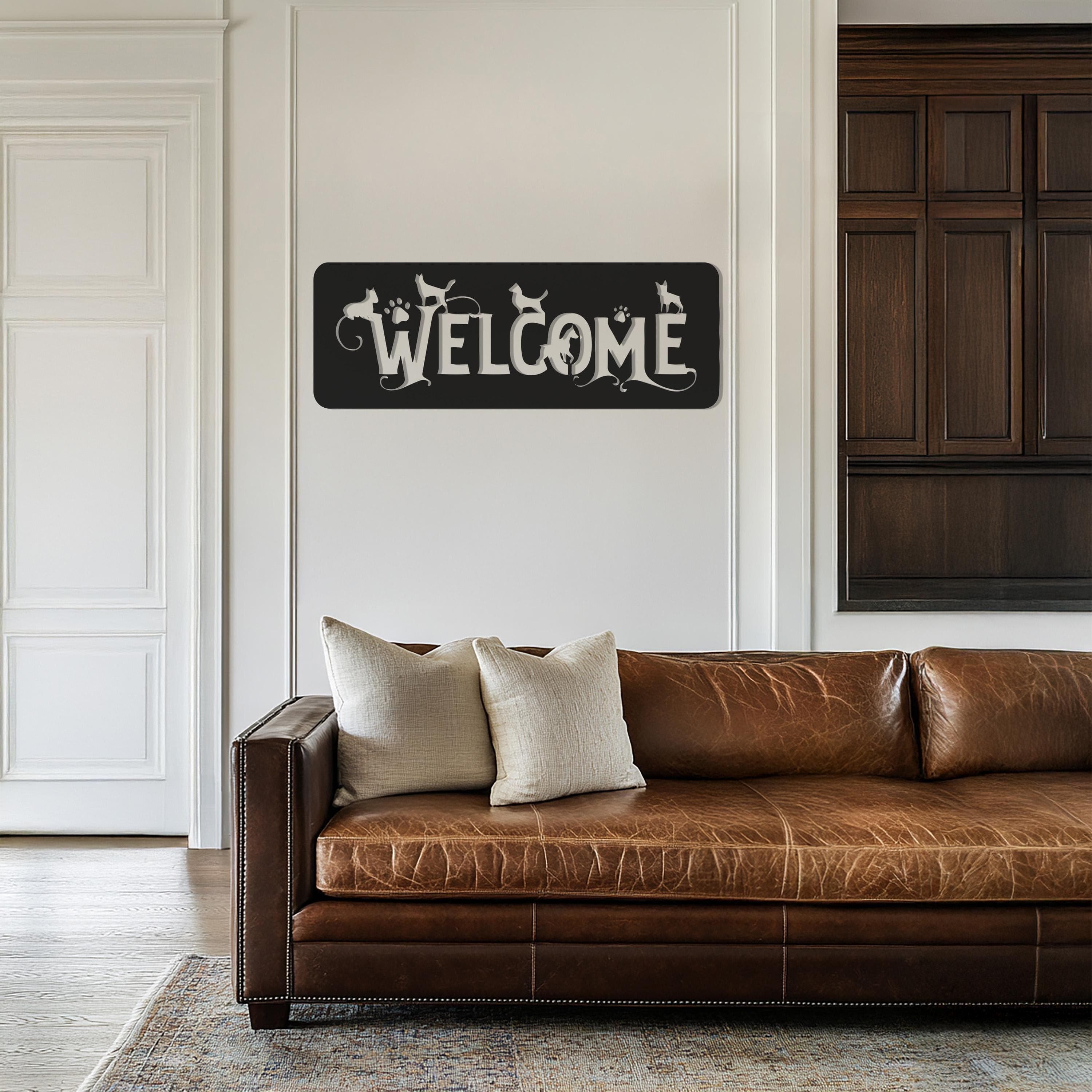 Pet Lover Welcome Sign, Metal Wall Art, Pet Lover Gift, Animal Theme Entryway Decor, Cute Cat and Dog Welcome Sign, Home, Porch Decoration - image 4
