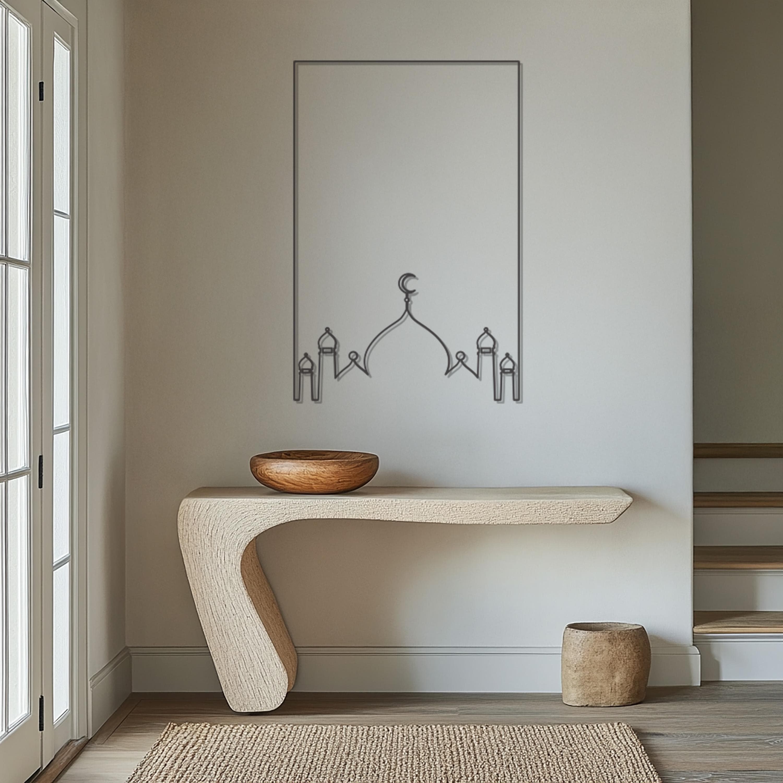 Islamic Metal Wall Art, Mosque Inspired Wall Hanging, Modern Islamic Home Decor, Muslim Wall Art Gift, Minimalist Metal Art, Spiritual Decor