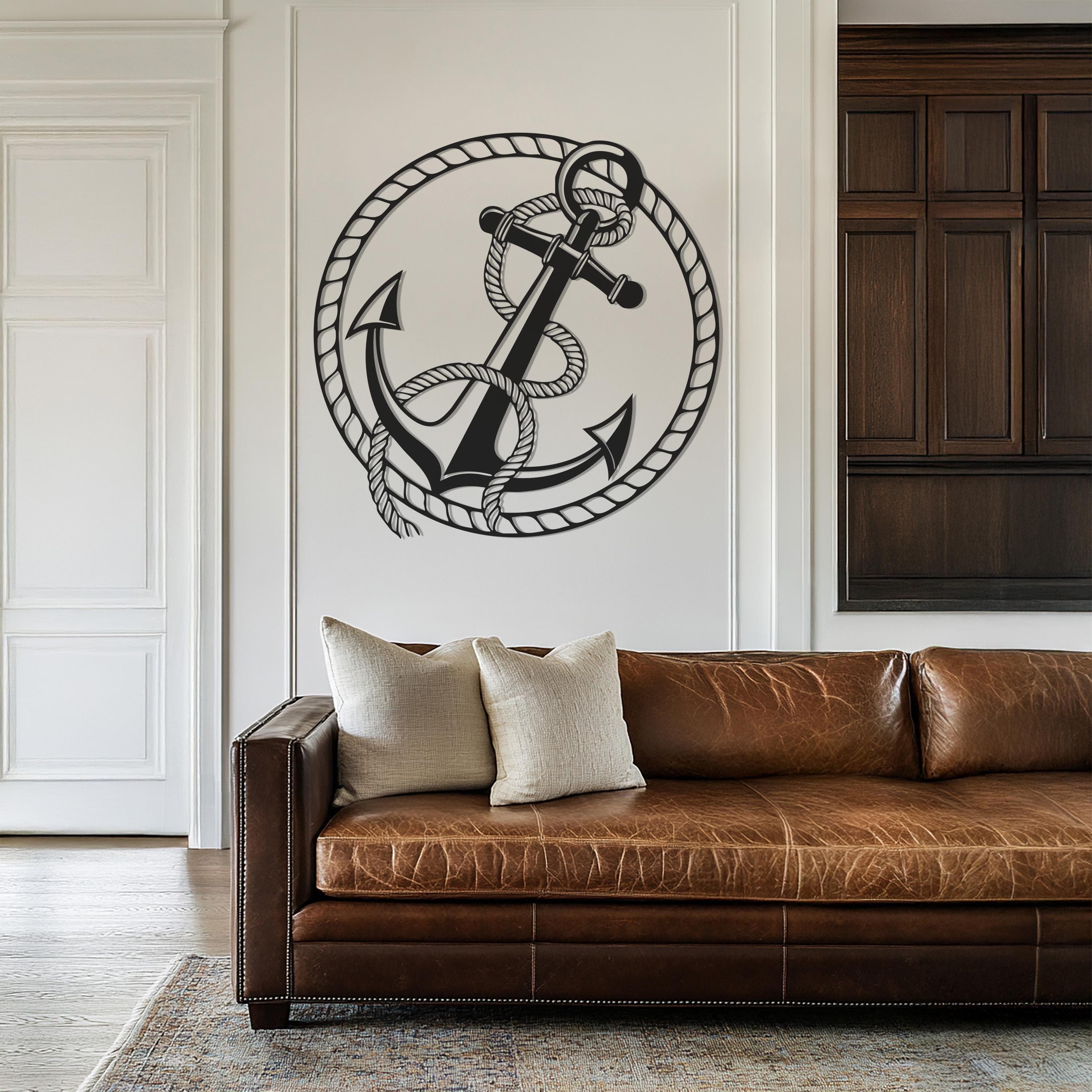Anchor Metal Wall Art, Nautical Wall Decor, Maritime Anchor Wall Hanging, Coastal Metal Artwork, Ocean Theme Home Decor, Beach House Accent - image 4
