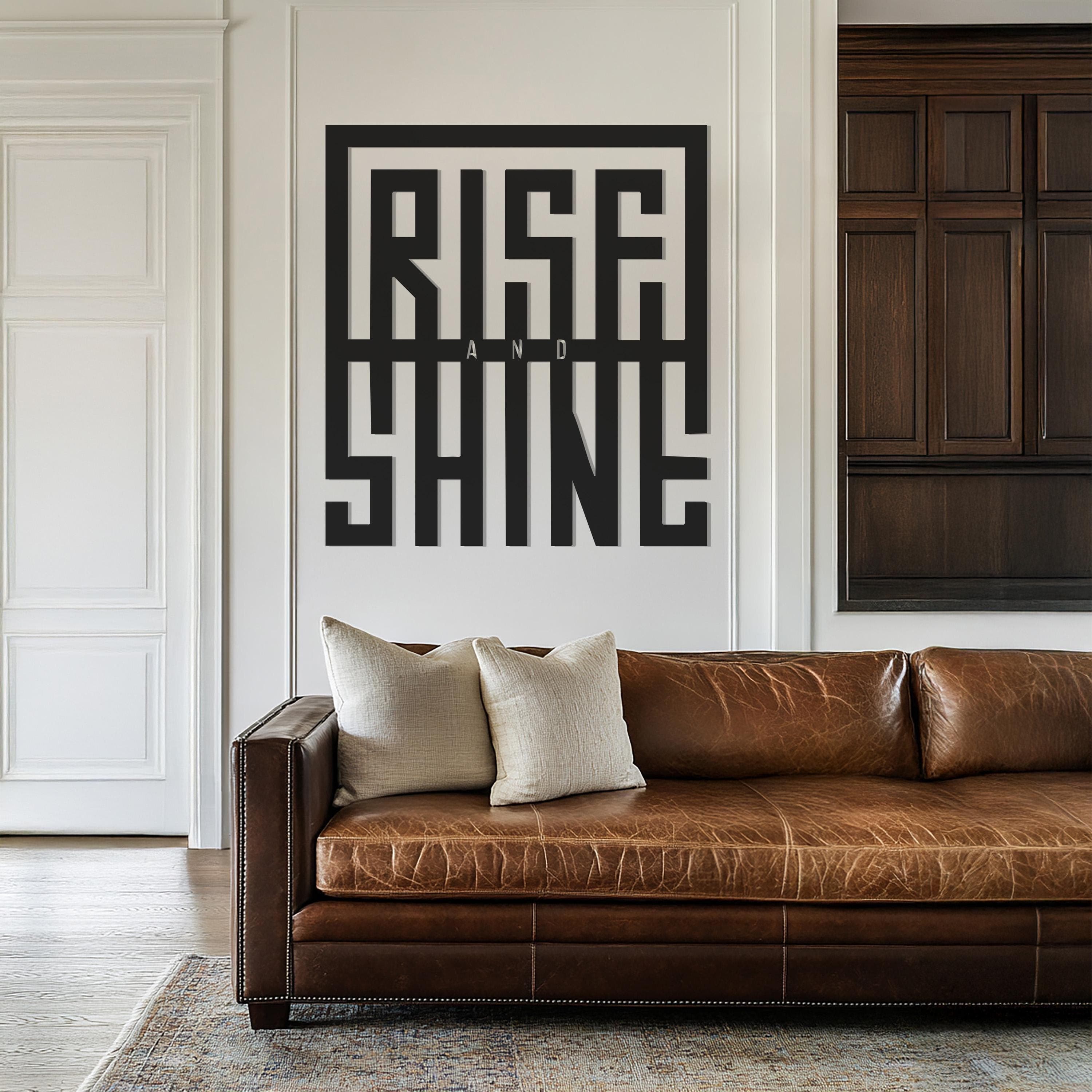 Rise and Shine Metal Wall Art, Motivational Quote Sign, Modern Typography Decor, Minimalist Metal Wall Hanging, Office Metal Wall Art