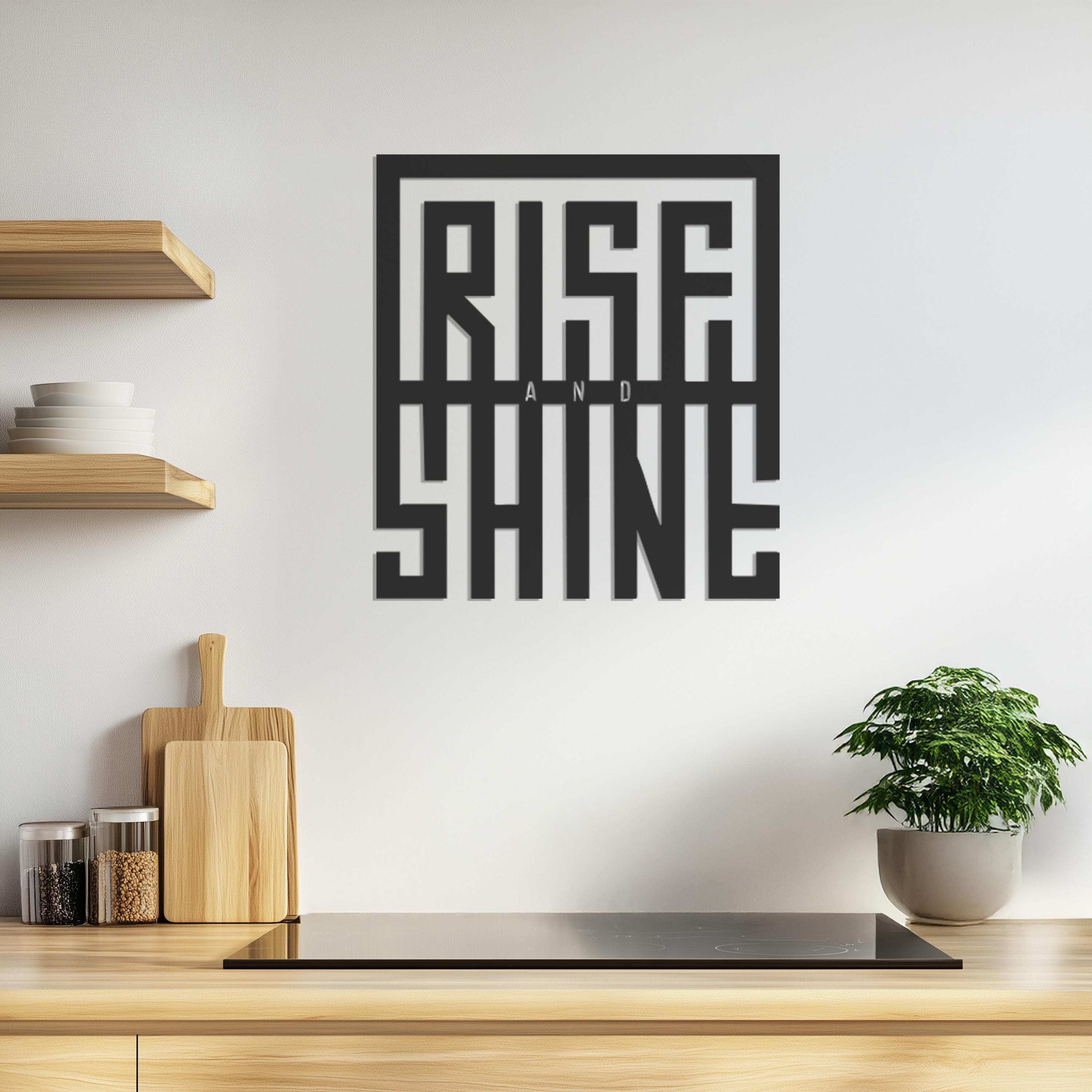 Rise and Shine Metal Wall Art, Motivational Quote Sign, Modern Typography Decor, Minimalist Metal Wall Hanging, Office Metal Wall Art - image 4