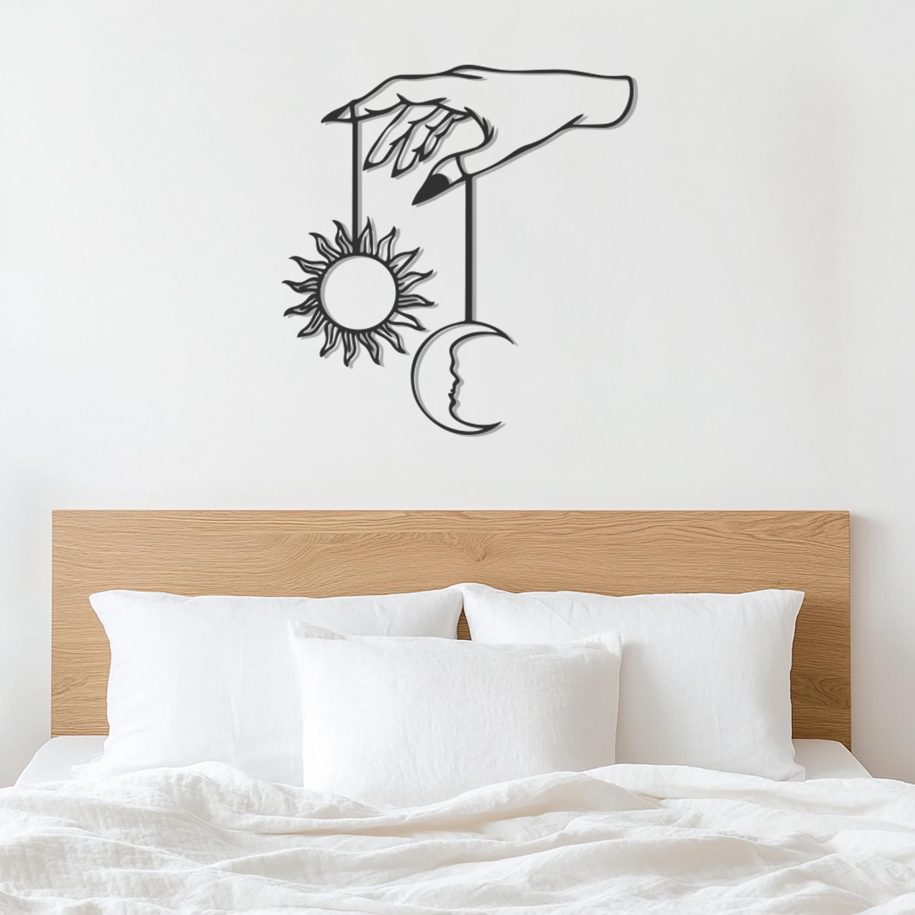 Sun and Moon Metal Wall Art, Celestial Hand Wall Hanging, Minimalist Sun and Moon Decor, Astrology Wall Sculpture, Large Metal Art for Home - image 5