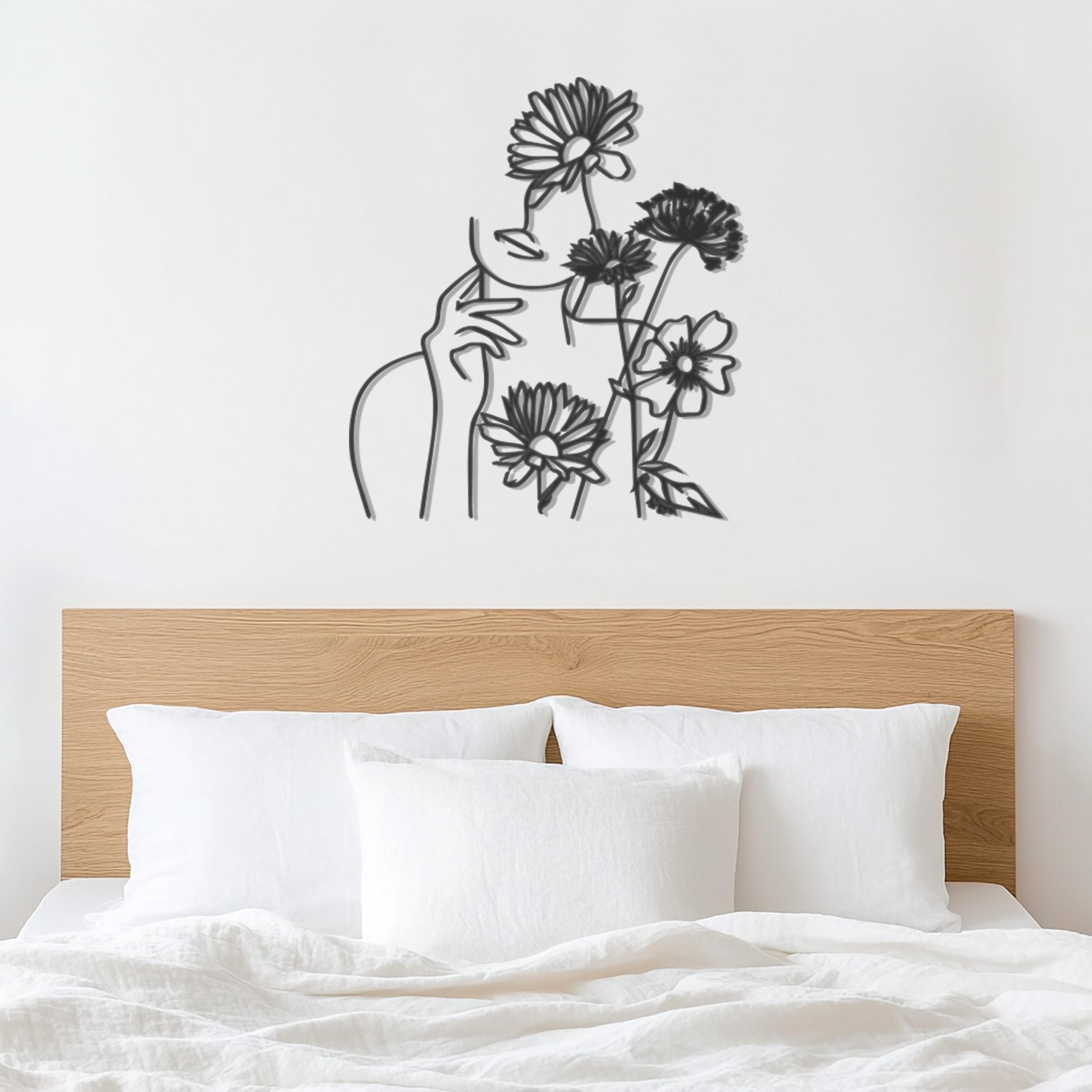 Minimalist Flower and Hand Metal Wall Art, Female Body Wire Sculpture, Modern Line Art for Bathroom or Home, Housewarming Gift Decor - image 2