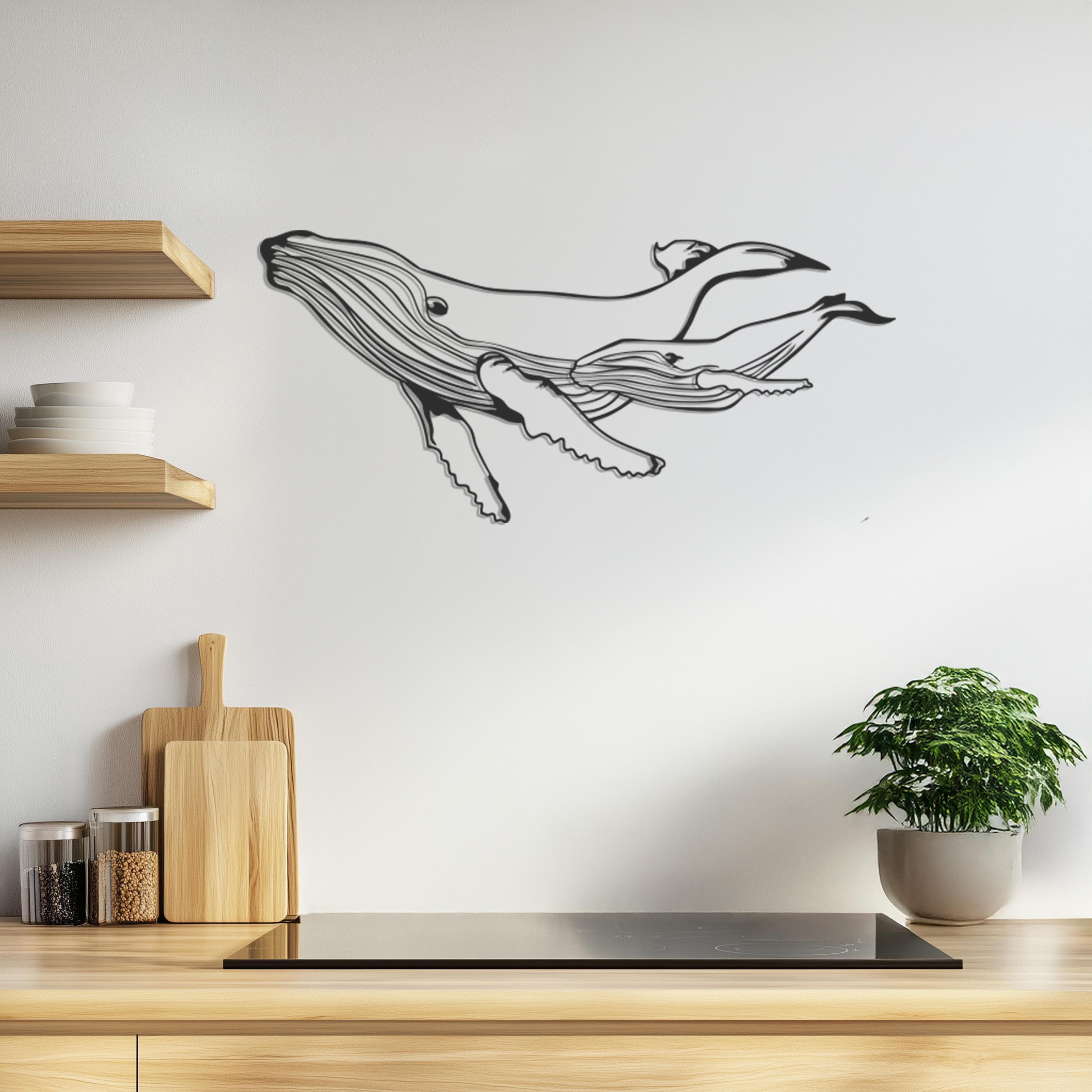 Whale Metal Wall Art, Ocean-Inspired Marine Decor, Minimalist Whale Sculpture, Nautical Metal Wall Hanging, Modern Metal Sea Life Artwork