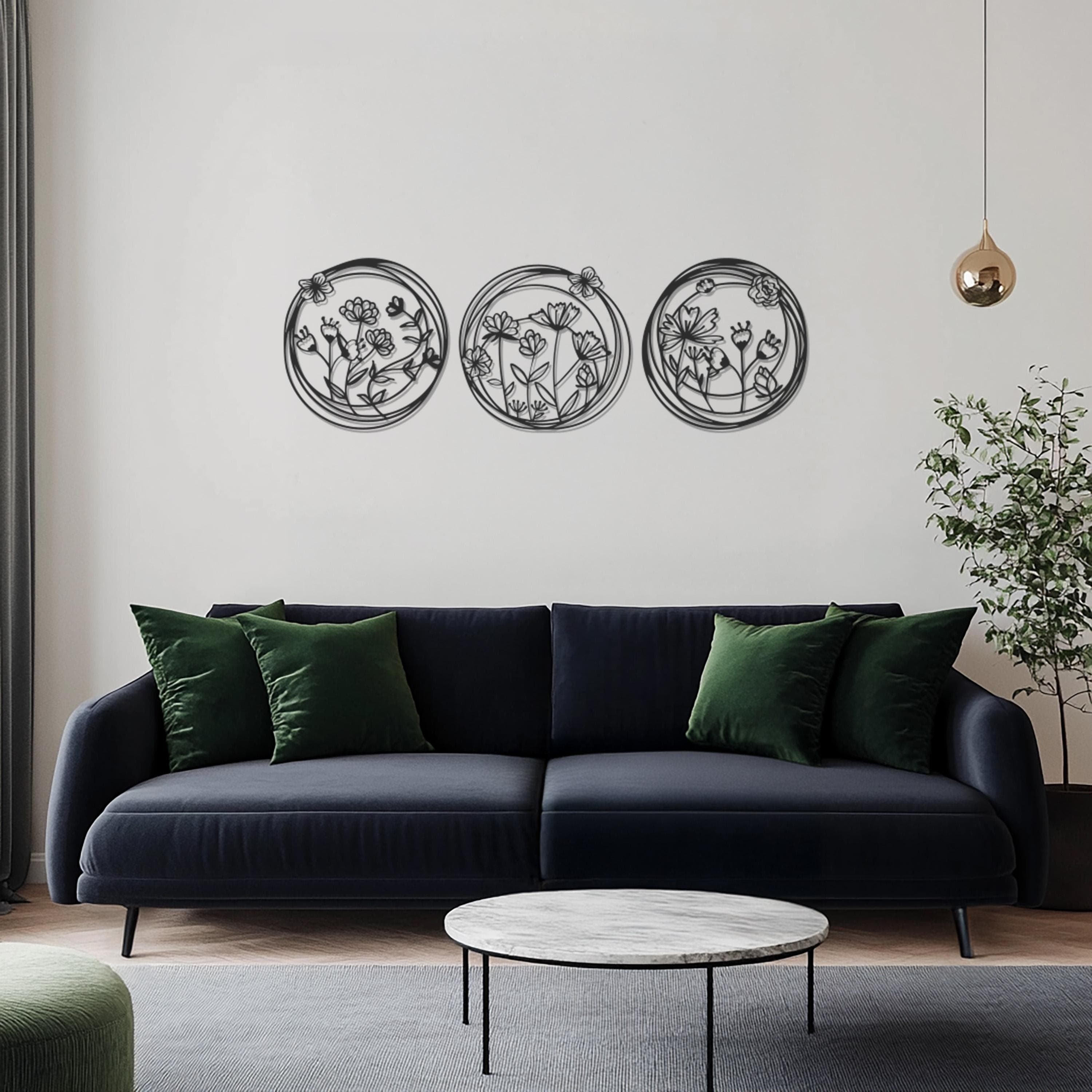 Set Of 3 Metal Floral Wall Art, Botanical Metal Wall Decor, Home Decor, Minimalist Flower Art, Minimalist Wall Decor, Gift for Nature Lovers - image 3