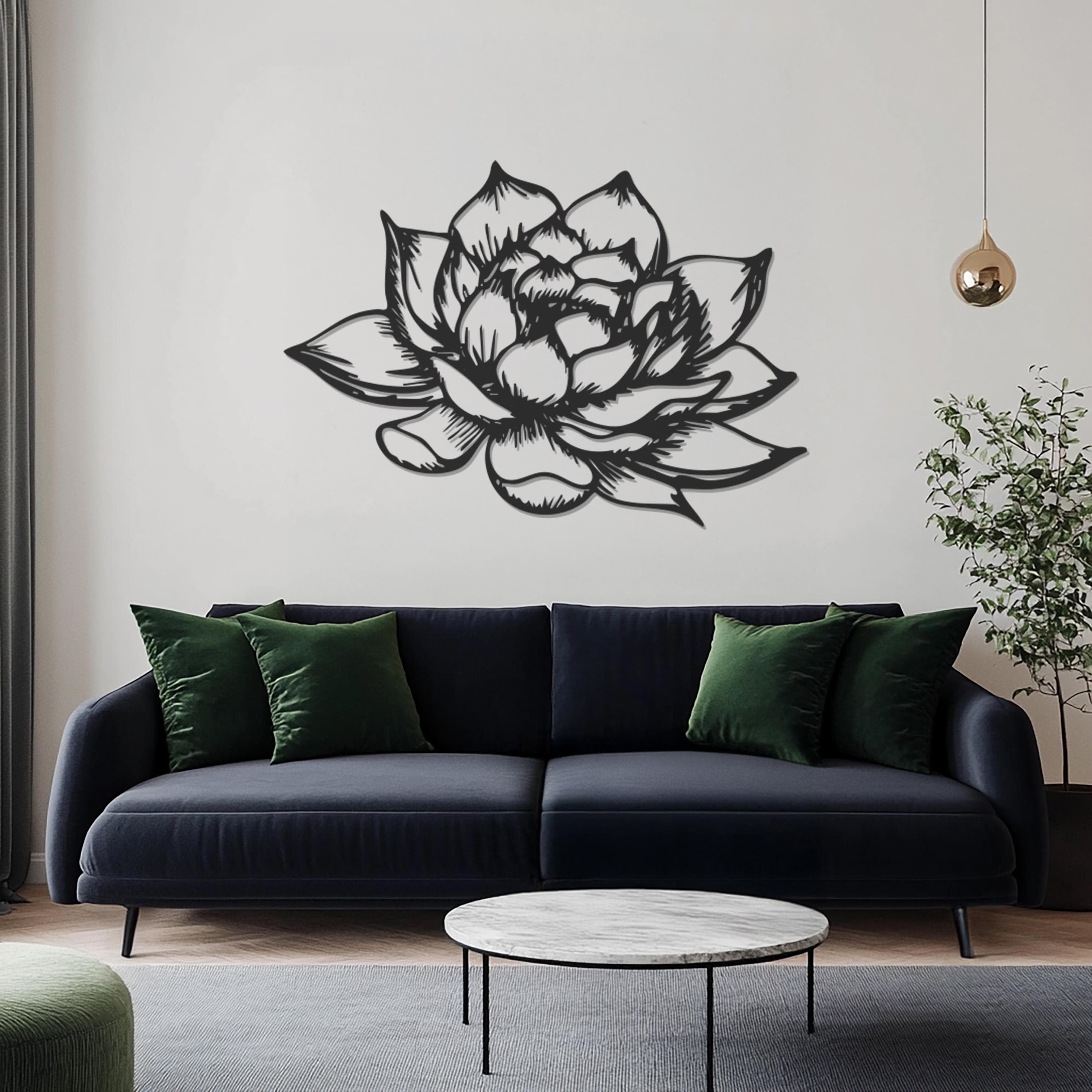 Metal Lotus Wall Art, Floral Metal Decor, Botanical Wall Hanging, Outdoor Garden Art, Patio Metal Sign, Zen Home Decor, Yoga Studio Decor - image 3