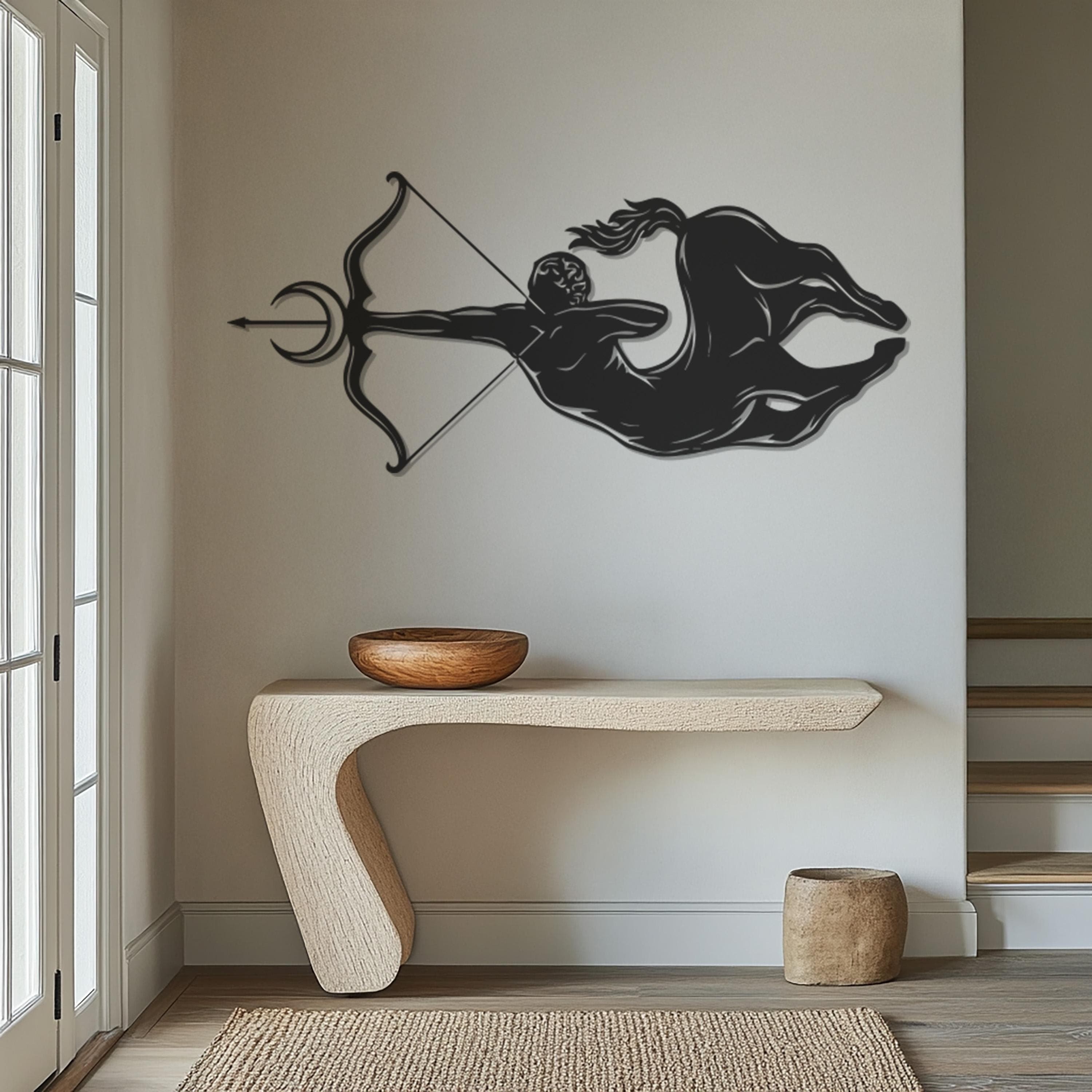 Sagittarius Metal Wall Art, Centaur Archer Wall Decor, Zodiac Astrology Wall Art, Mythology Inspired Metal Art, Gift for Astrology Lovers