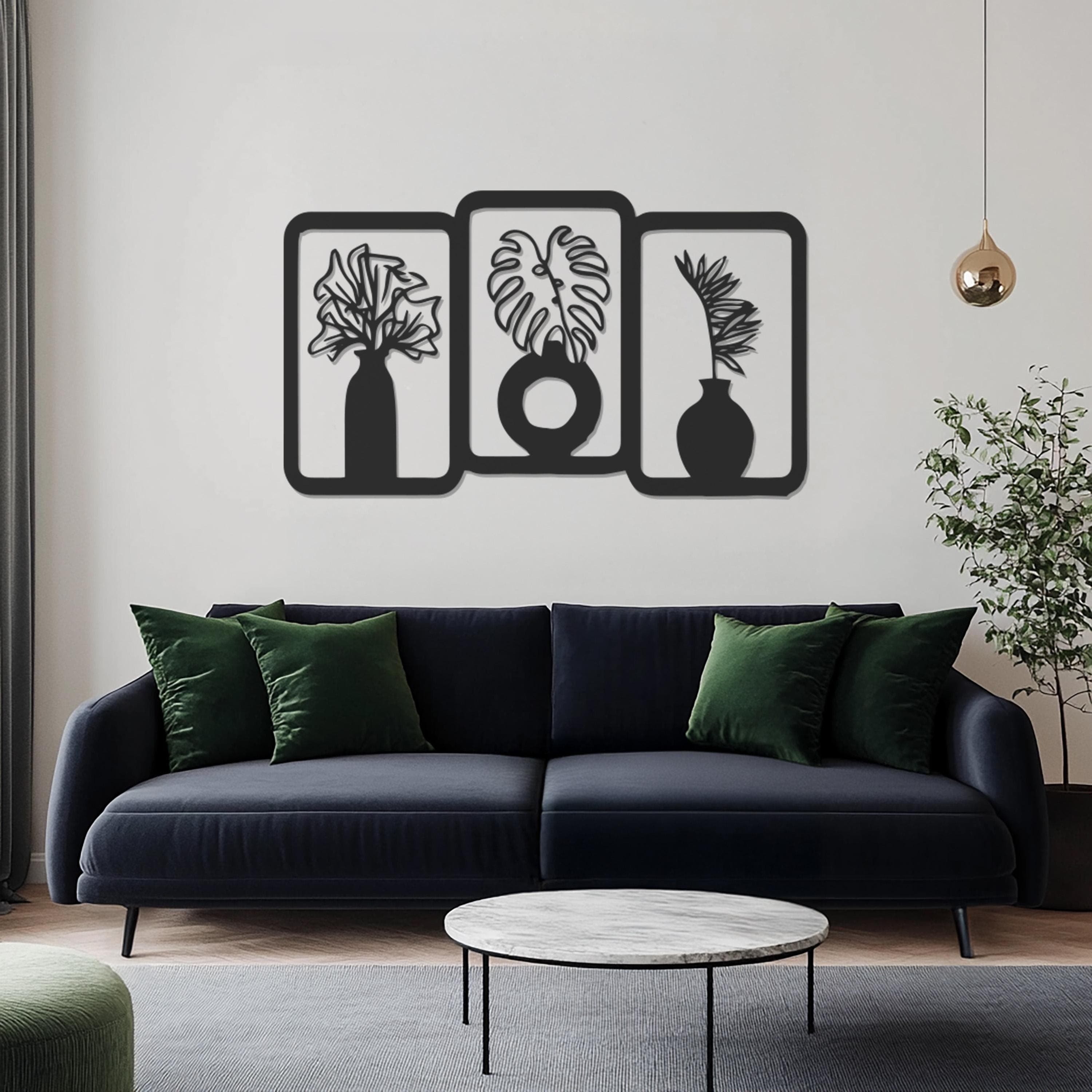 Set of 3 Plant Wall Art, Minimalist Leaf Decor, Vase Decor, Botanical Wall Sign, Modern Wall Art, Living Room Decor, Wall Art, Gift For Her