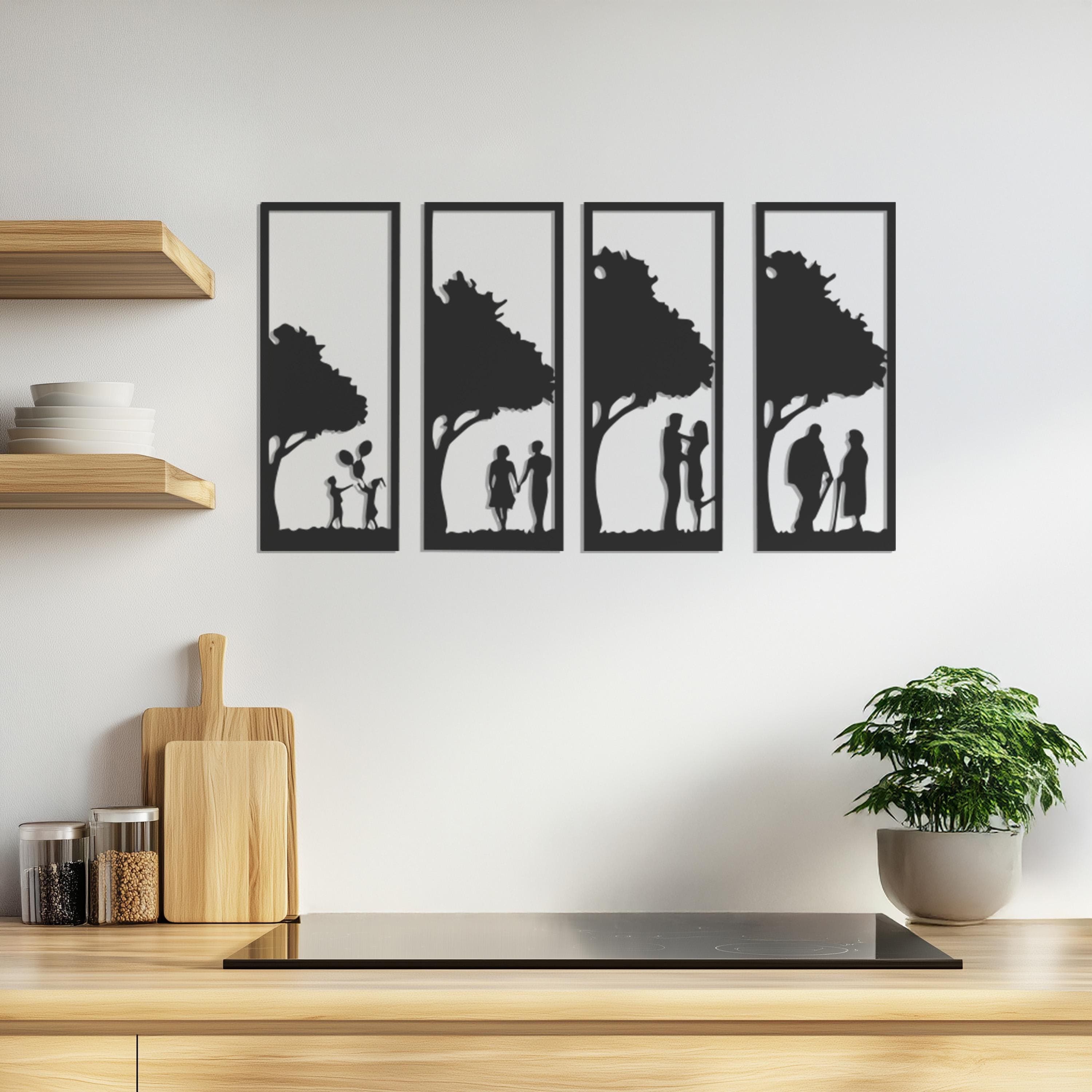 Life Cycle Metal Wall Art, Growth Of Love Couple Silhouette Decor, Romantic Wall Hanging For Bedroom, Anniversary Gift, Black Metal Sign - image 3