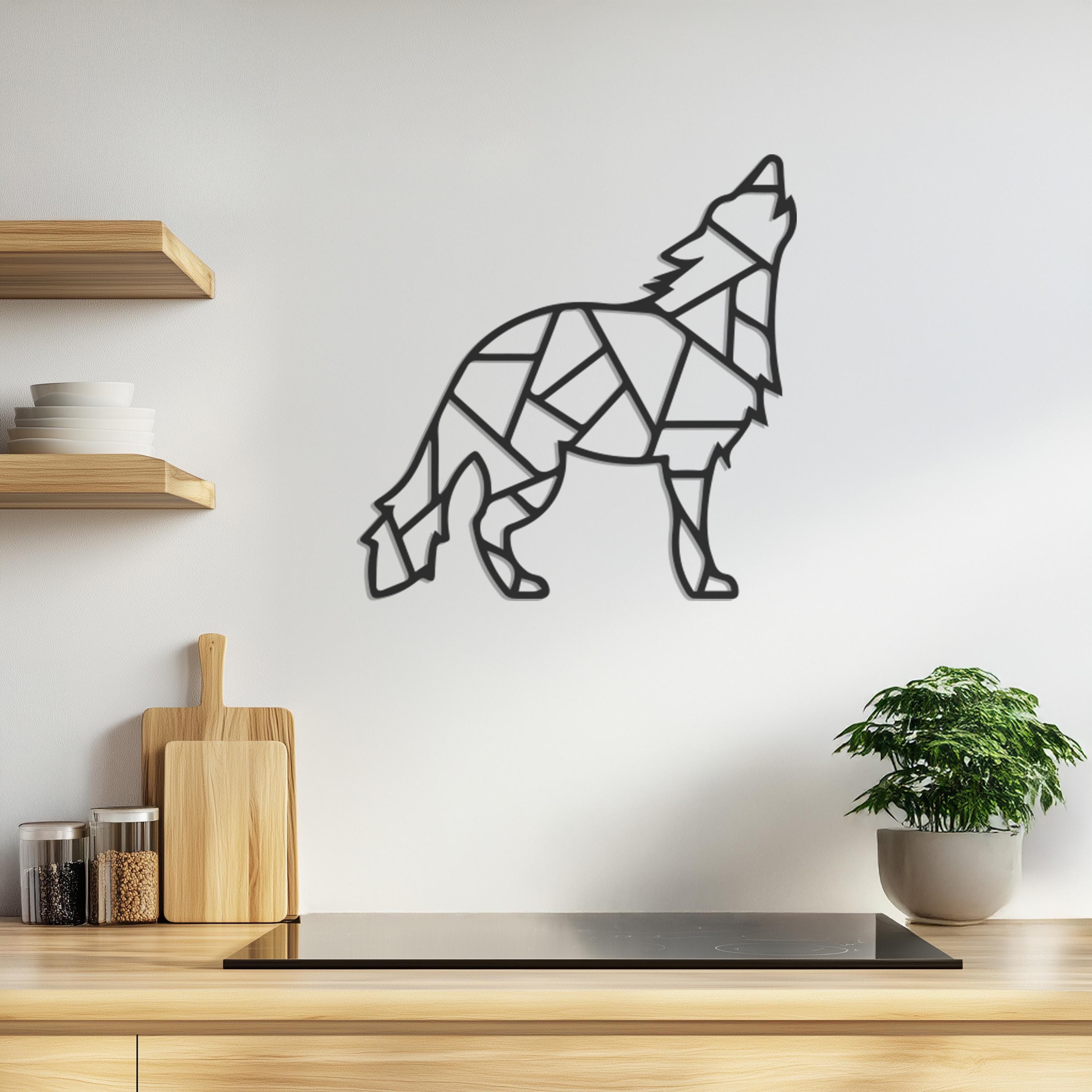 Wolf Metal Wall Art Decor, Geometric Howling Animal Sign, Modern Rustic Home Accent, Forest Wildlife Wall Decor, Gift For Nature Lover - image 3