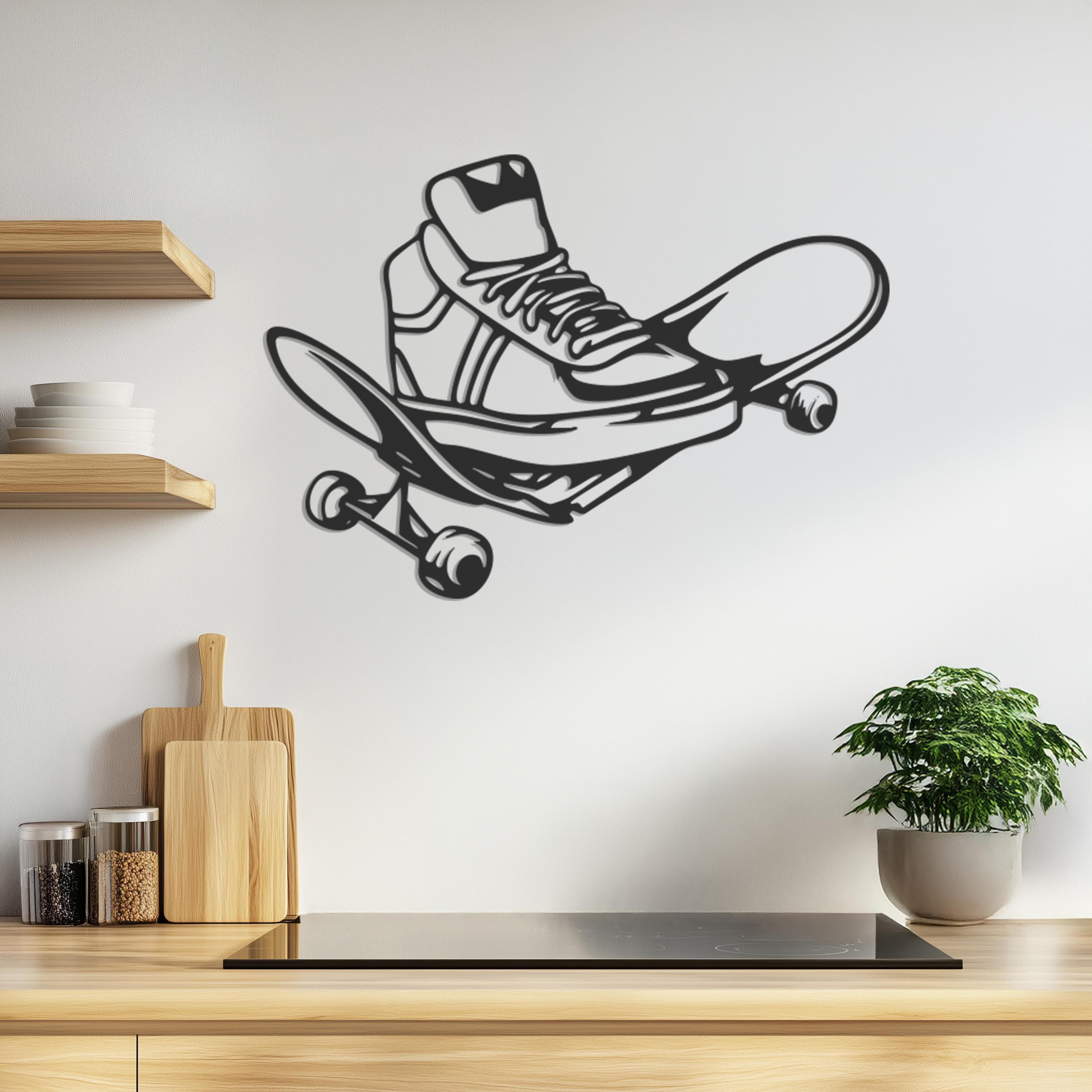 Skateboard Metal Wall Art Decor, Skater Room Wall Hanging, Modern Skateboarder Metal Sign, Teen Room Wall Accent, Cool Gift For Boys - image 4