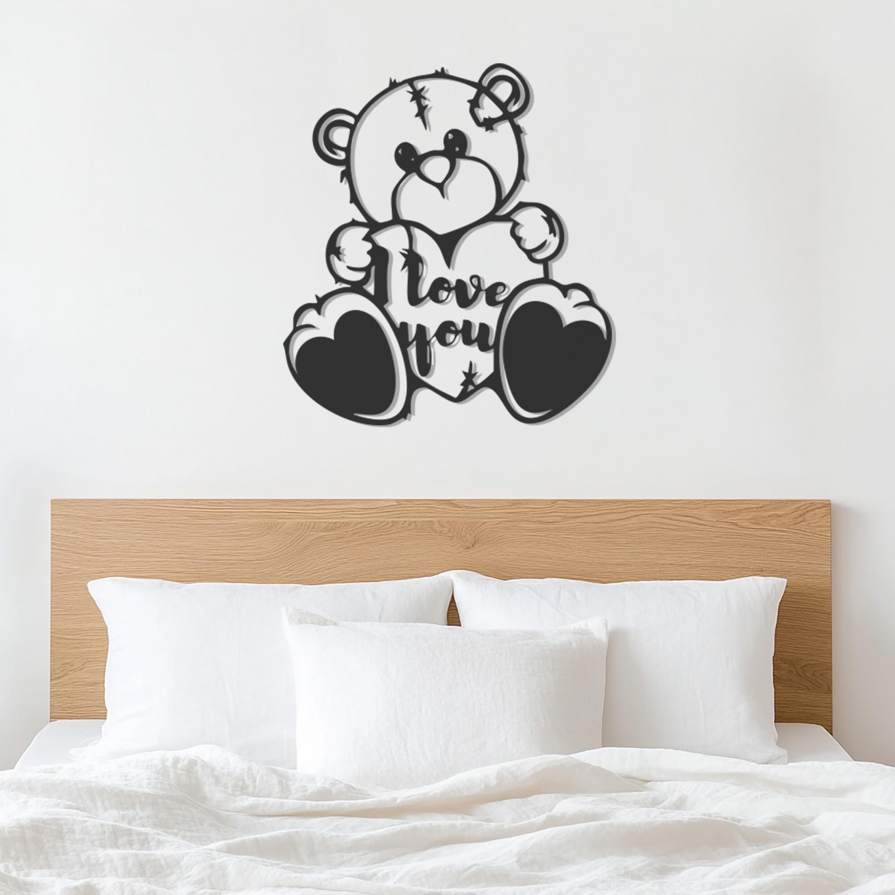 Metal Bear Wall Art I Love You, Teddy Bear Wall Decor For Nursery Or Kitchen, Romantic Gift For Her, Anniversary Gift, Cute Metal Sign - image 5