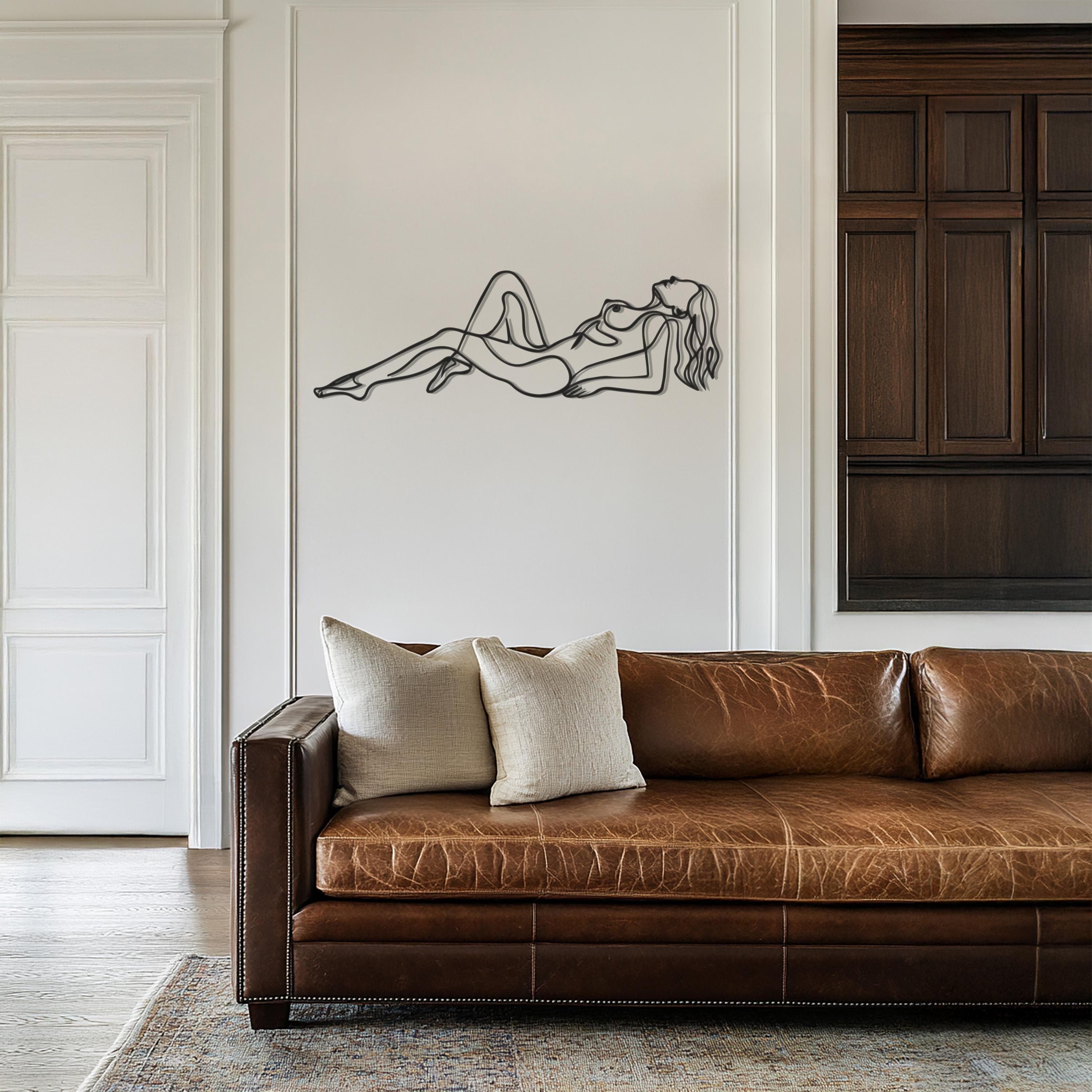 Woman Line Art Metal Wall Decor, Modern Body Figure Sculpture, Relaxed Female Silhouette, Minimalist Bedroom Room Decor, Gift for Her - image 4