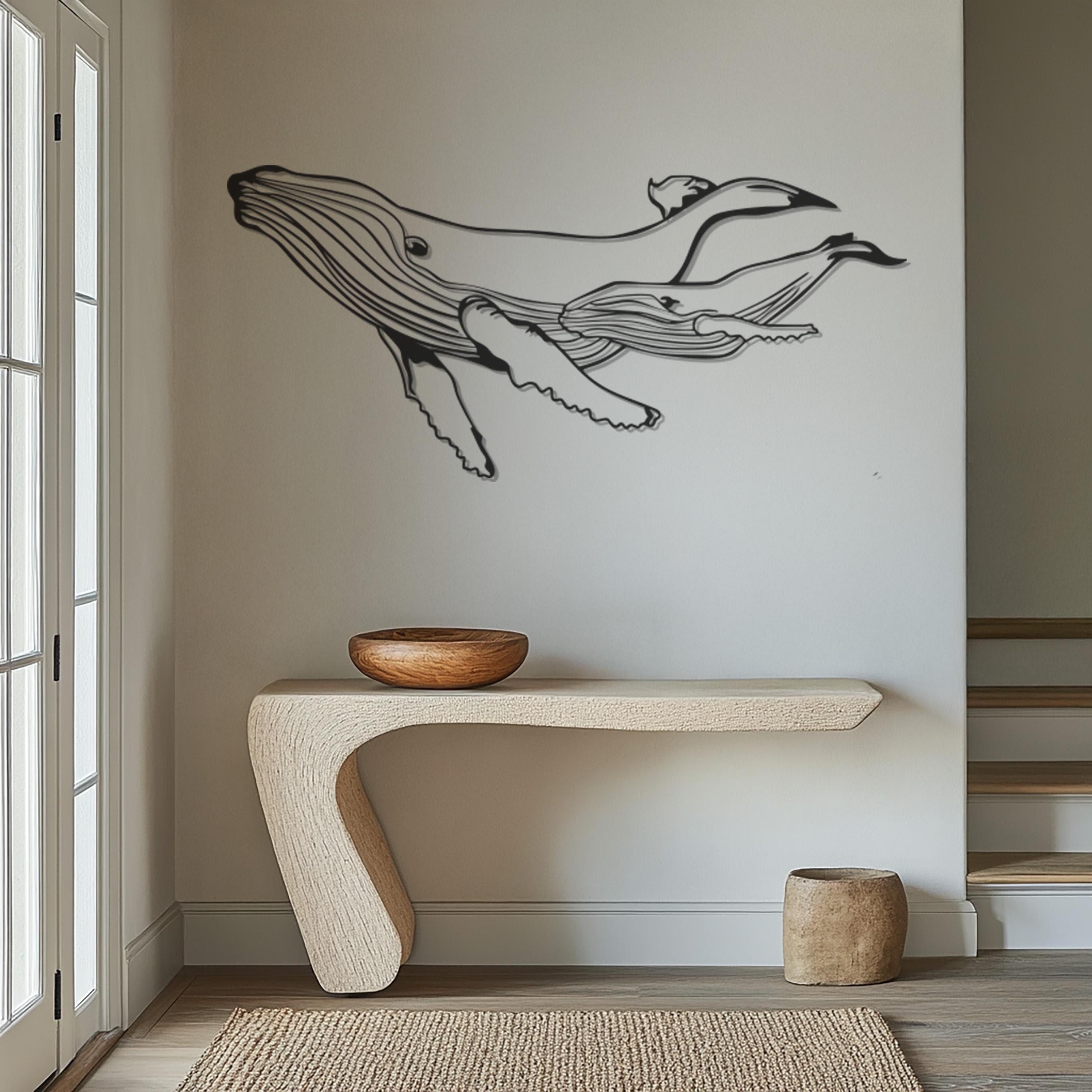 Whale Metal Wall Art, Ocean-Inspired Marine Decor, Minimalist Whale Sculpture, Nautical Metal Wall Hanging, Modern Metal Sea Life Artwork - image 4