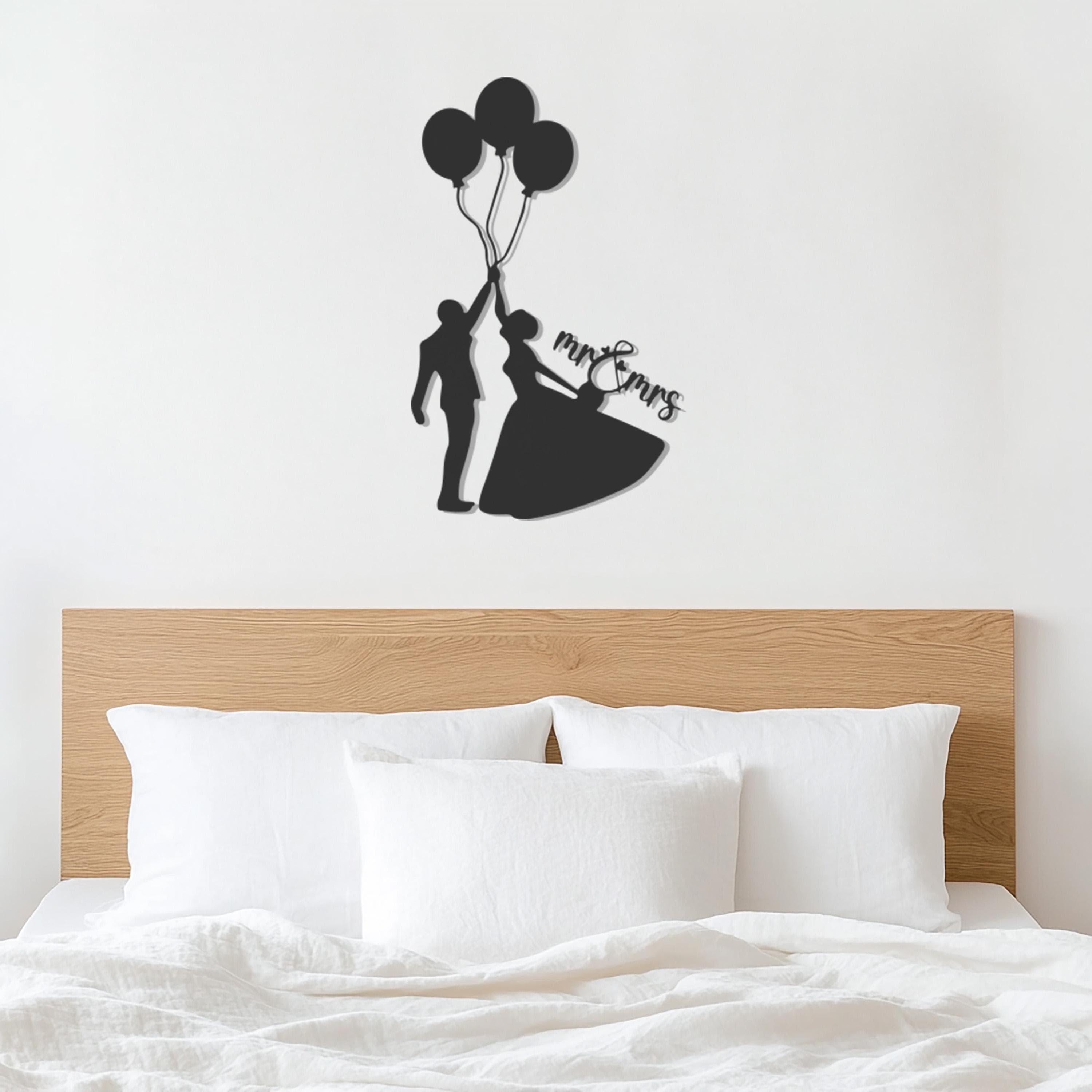 Romantic Couple Metal Sign With Balloons, Home Decor, Metal Wedding Decor, Modern Love Silhouette Decor, Couple Wall Decor, Wedding Gift - image 5