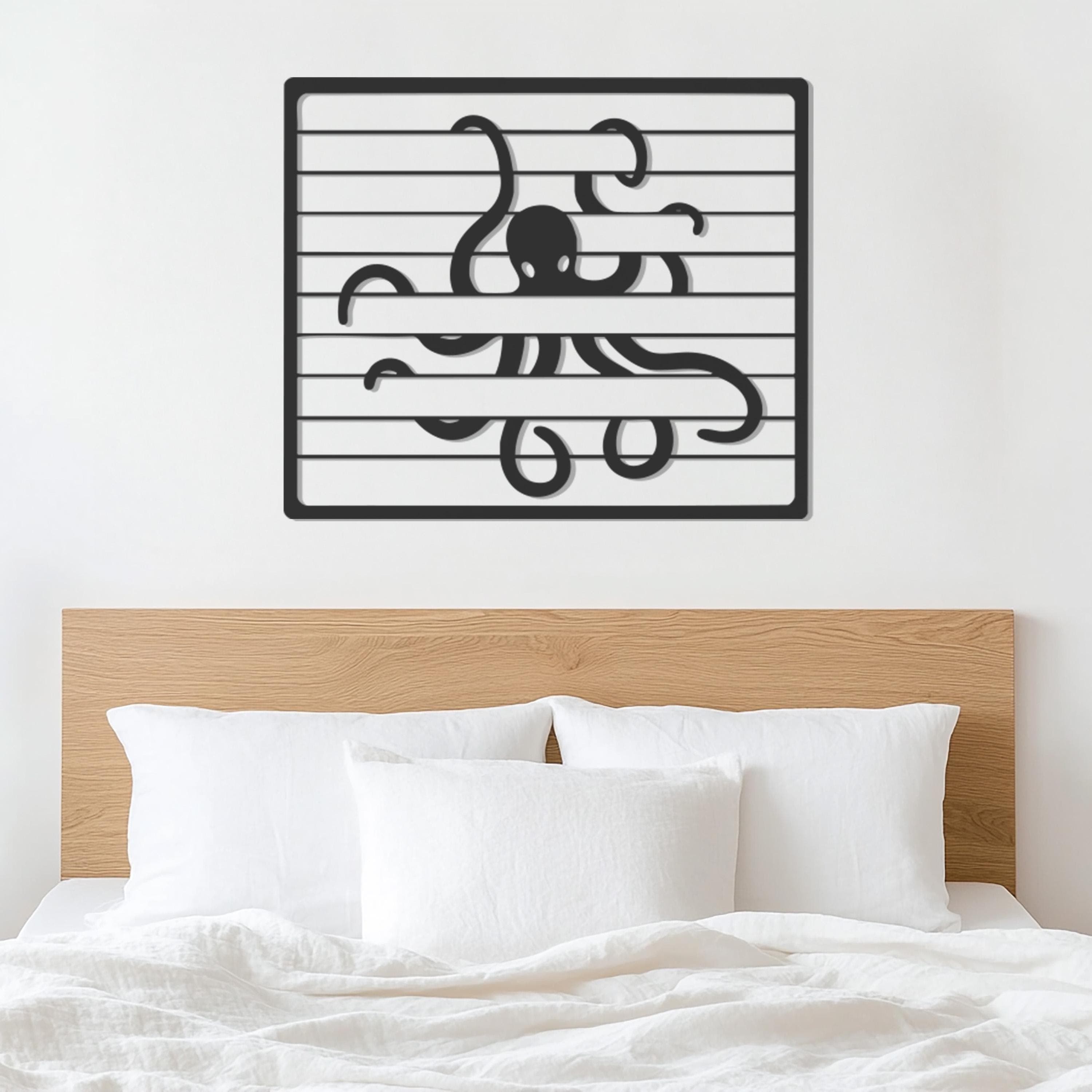 Octopus Metal Wall Art, Sea Animal Decor, Nautical Line Art Decor, Modern Wall Decor, Ocean Wall Sculpture, Coastal Living Room Gift - image 5