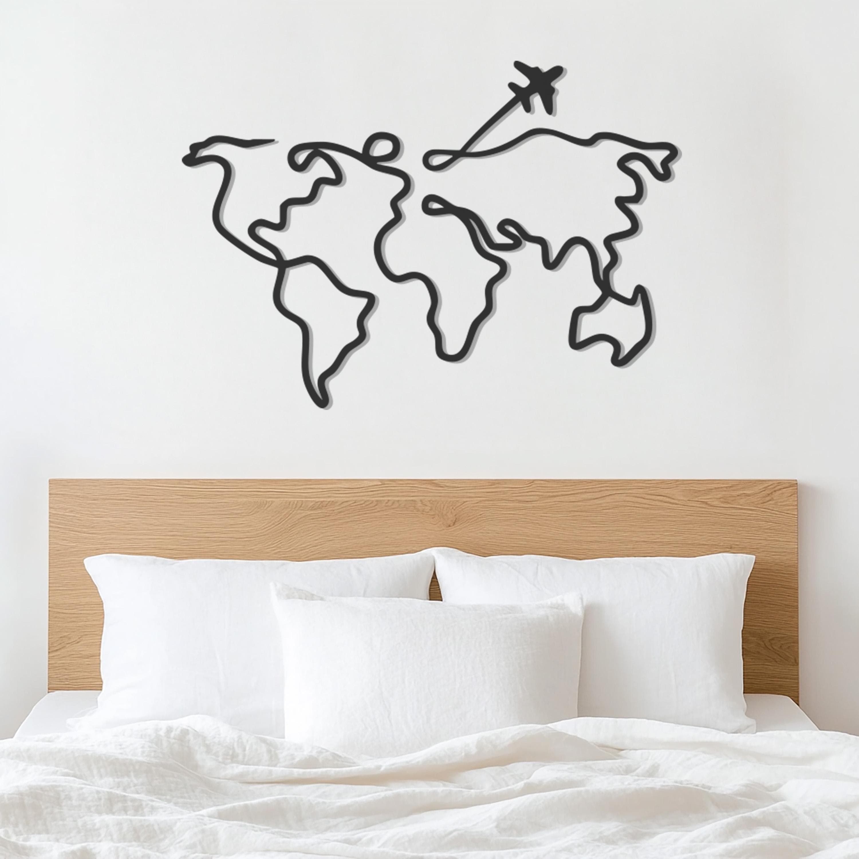 Airplane Metal Wall Art, World Map Wall Decor, Travel Art, Living Room Decor, Aviation Gift, Globe Wall Hanging, Modern Decor, Pilot Gift - image 5