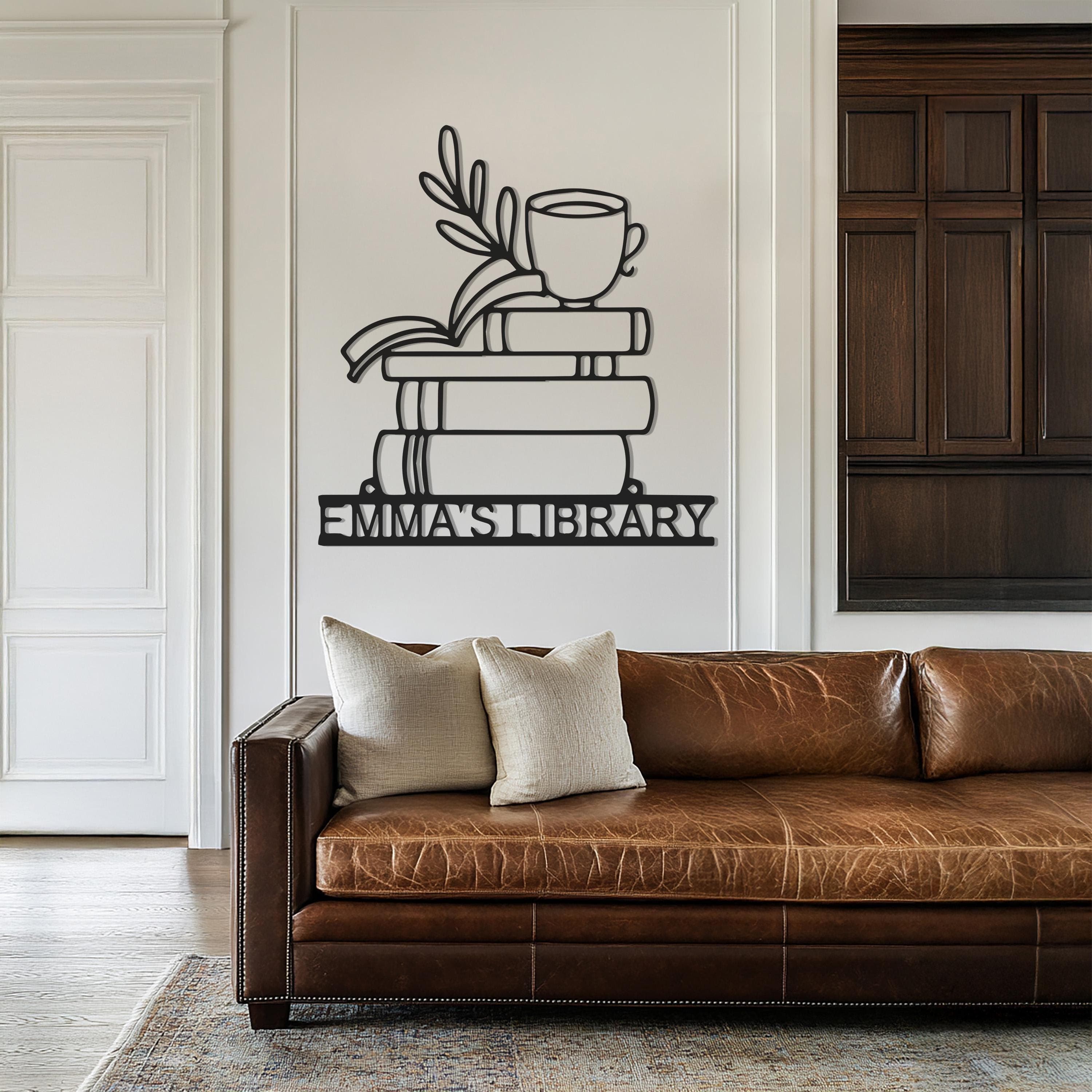 Personalized Library Wall Art, Custom Book Stack Sign, Coffee Book Lover Gift, Reading Room Decor, Wall Decor, Teacher Gift, Gift for Home - image 4