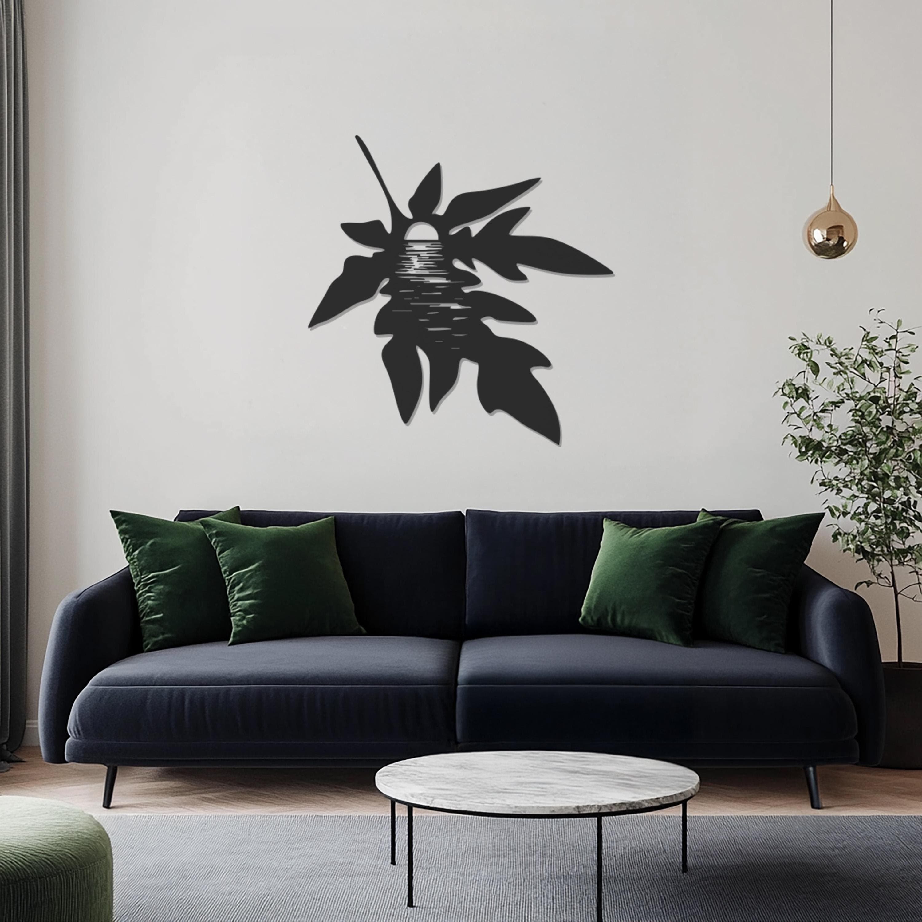 Sunset Leaf Wall Art, Tropical Metal Wall Decor, Nature Inspired Metal Sign, Minimalist Leaf Wall Hanging, Metal Art, Gift For Nature Lovers