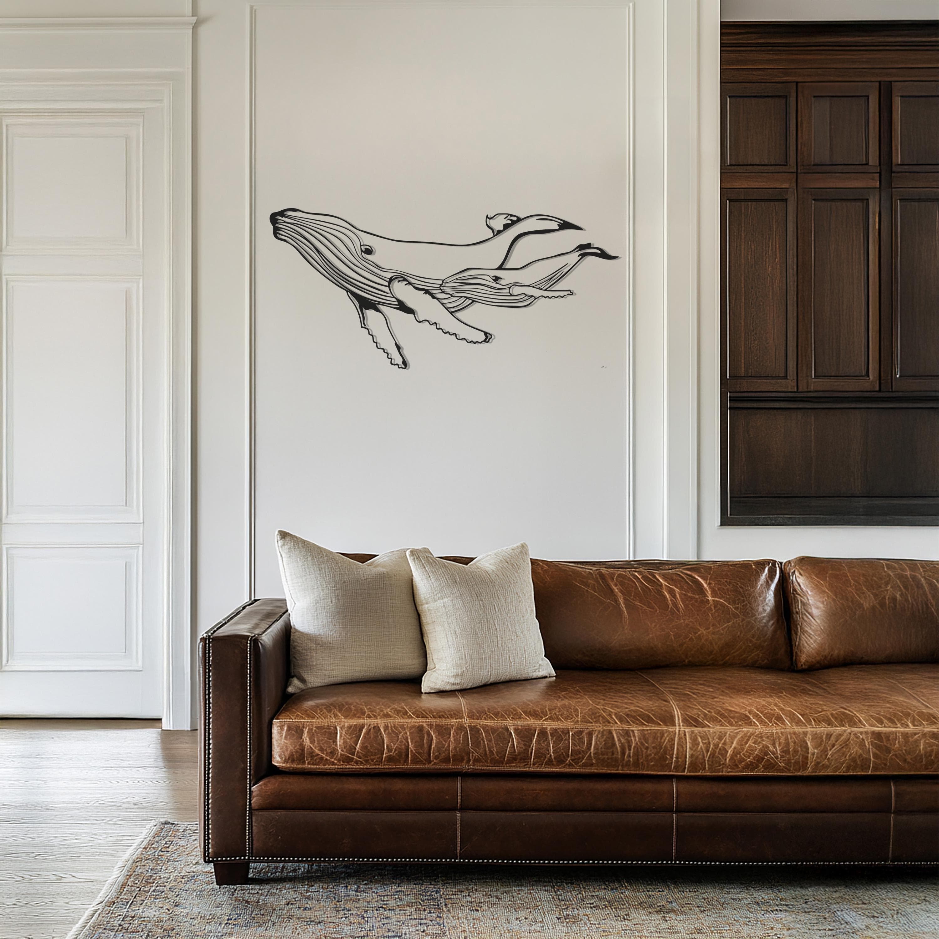 Whale Metal Wall Art, Ocean-Inspired Marine Decor, Minimalist Whale Sculpture, Nautical Metal Wall Hanging, Modern Metal Sea Life Artwork - image 2