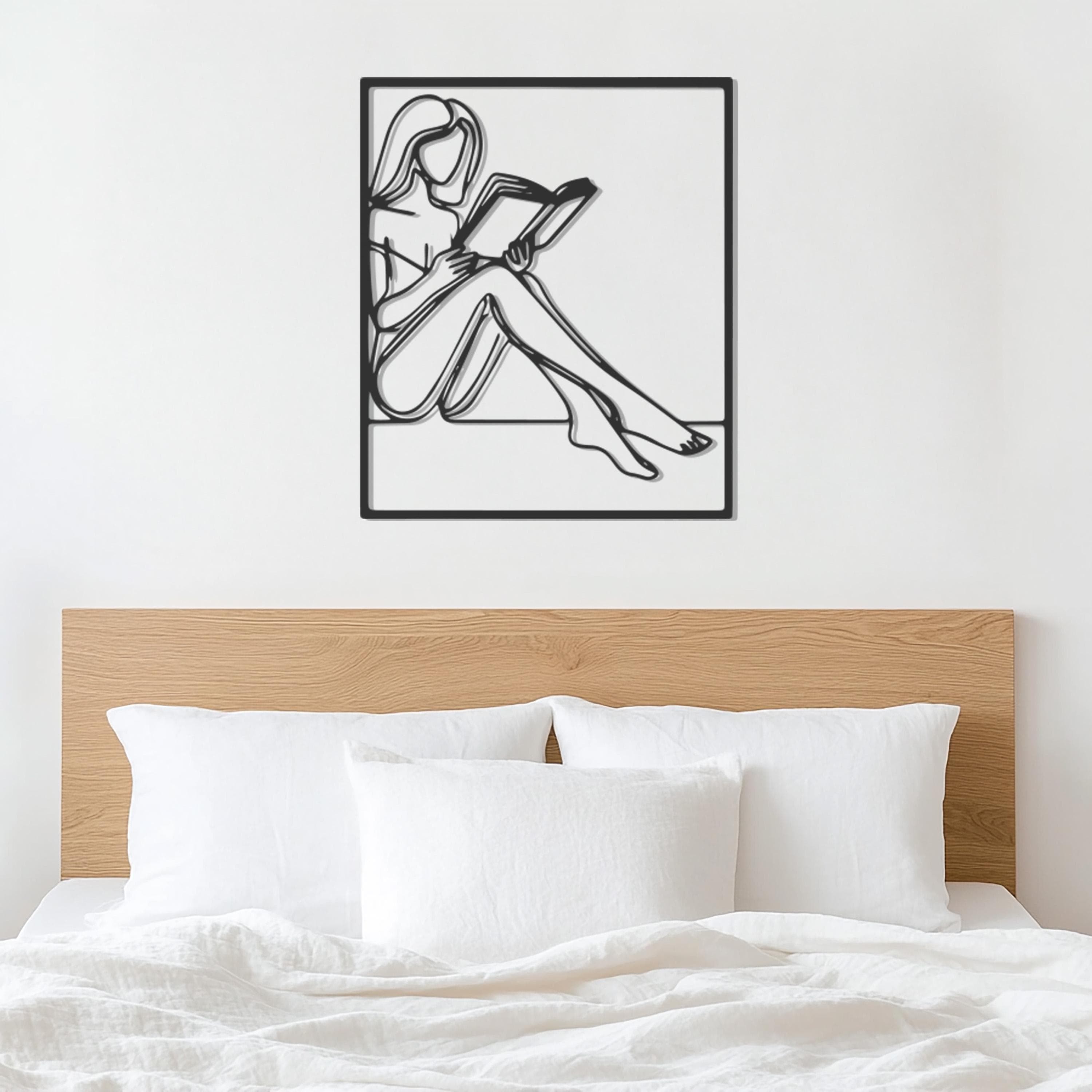 Metal Wall Art Woman Reading, Minimalist Line Decor, Modern Female Silhouette, Bedroom Library Accent, Metal Wall Art Decor, Gift for Home - image 5