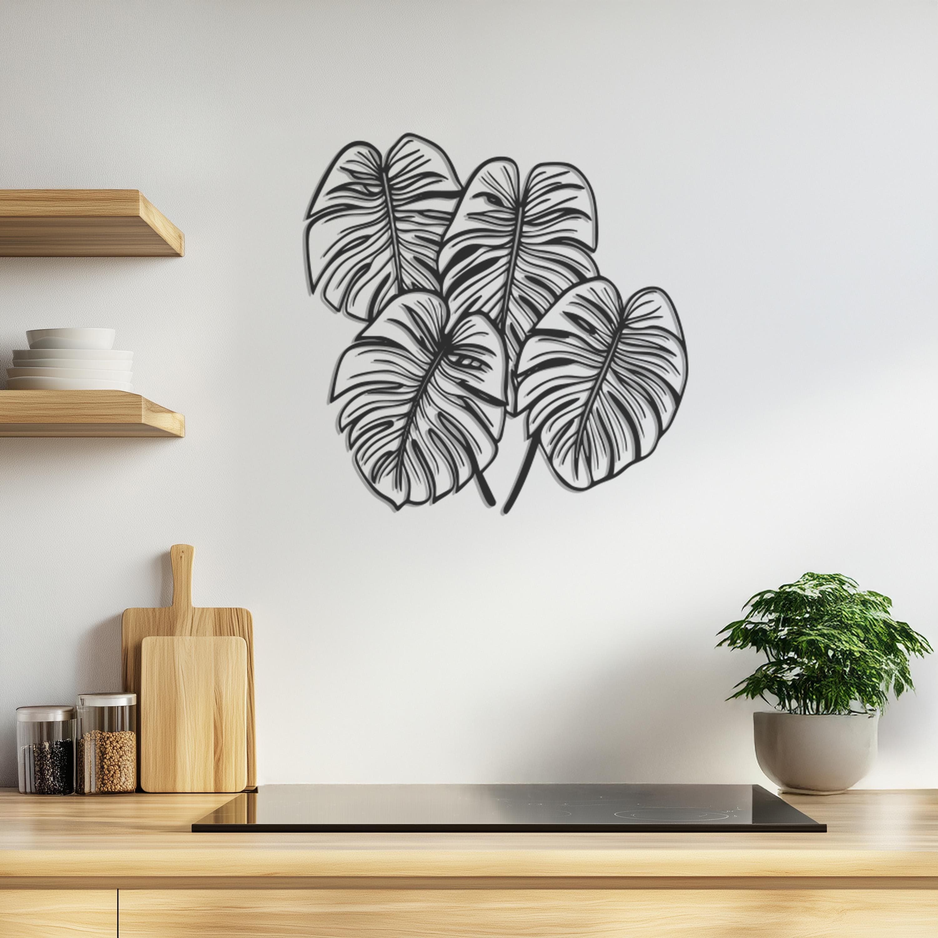 Leaf Metal Wall Art, Tropical Plant Silhouette Decor, Botanical Wall Decor, Minimalist Wall Decor, Wall Art, Metal Plant Sign, Gift For Her - image 5