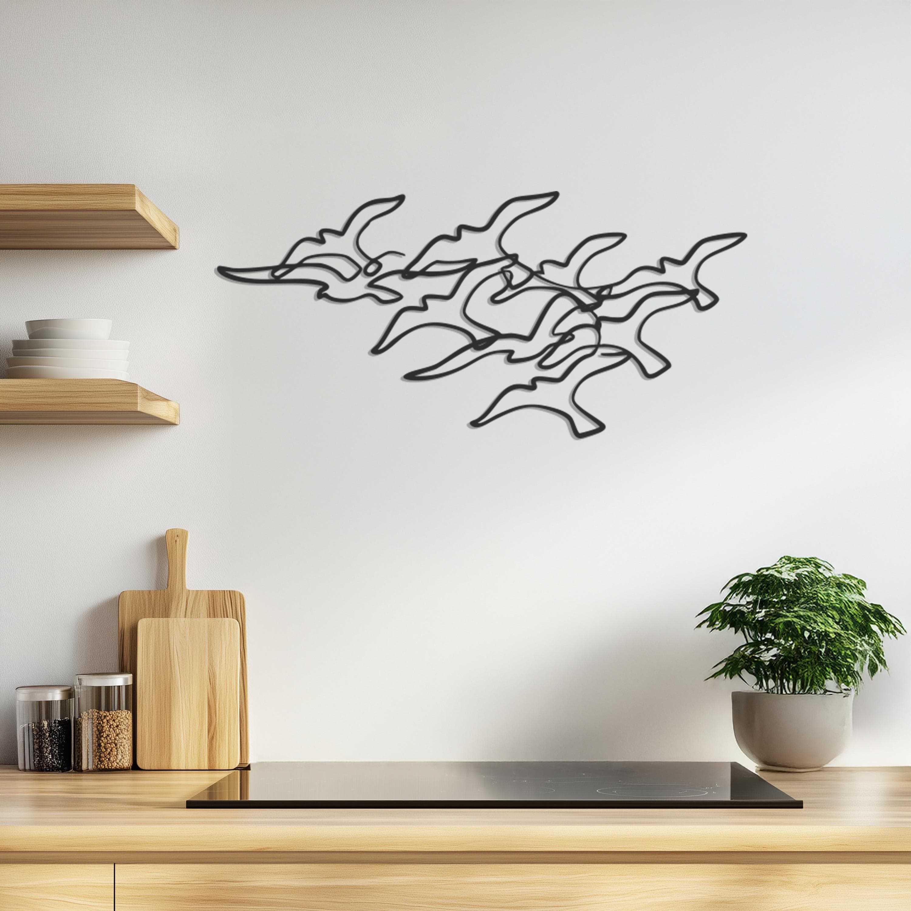 Seagull Metal Wall Art, Flock of Birds Wall Decor, Coastal Minimalist Design, Modern Metal Bird Art, Nautical Home Accent, Ocean Lover Gift