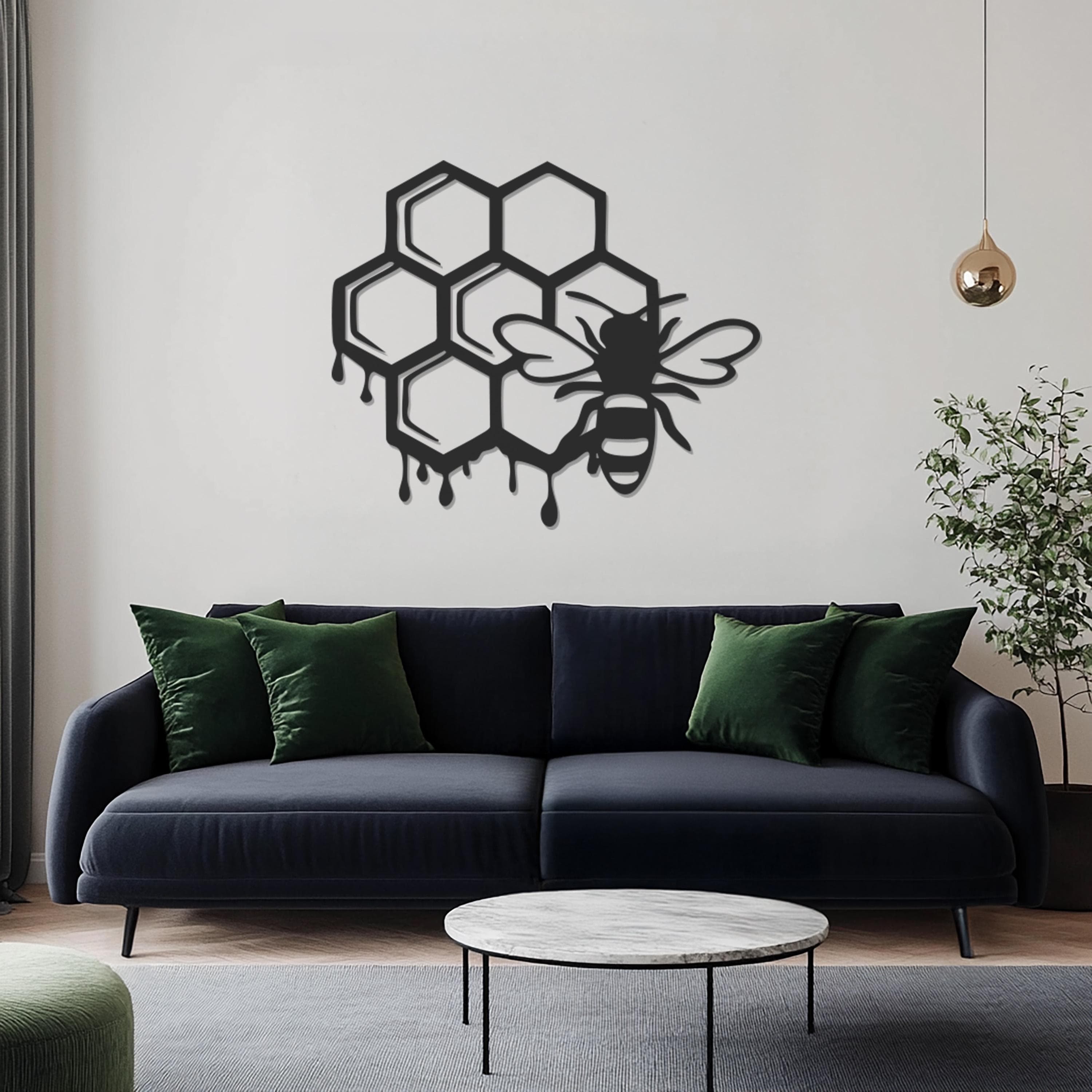 Bee Metal Wall Art, Honeycomb Wall Decor, Farmhouse Bee Sign, Beekeeping Decor, Rustic Home Decor, Farmhouse Wall Art, Honeybee Metal Sign - image 3