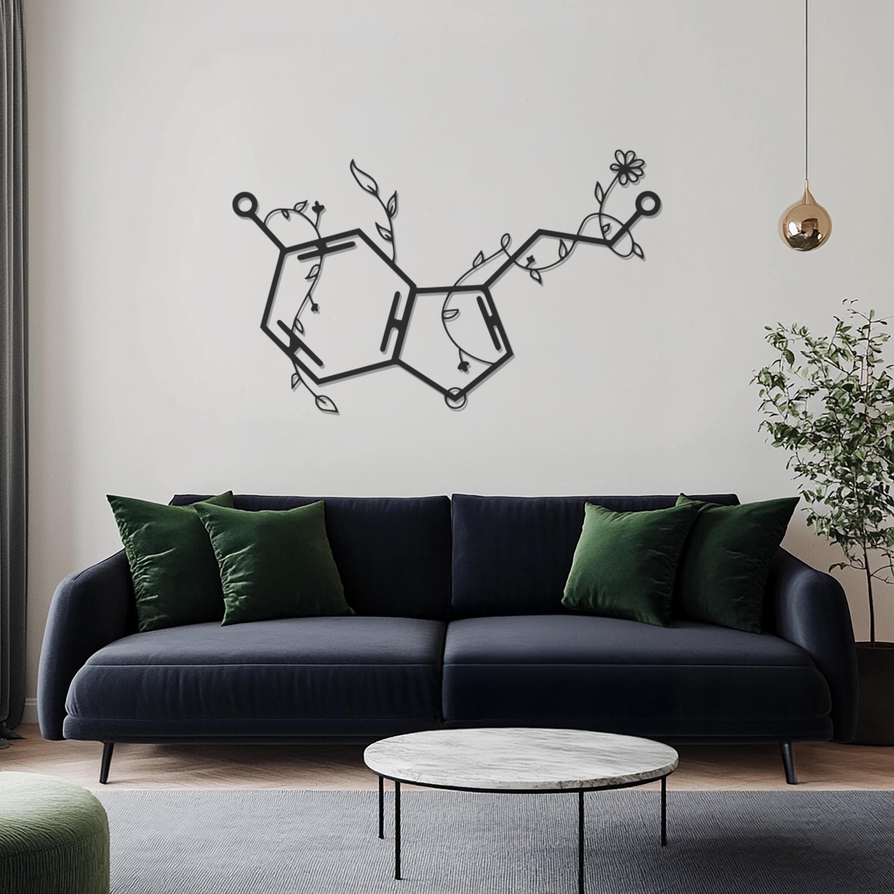 Molecule Metal Wall Art, Serotonin Molecule Metal Wall Art, Metal Wall Decor, Science Gift, Botanical Wall Art, Home Decor, Gift for Her - image 3